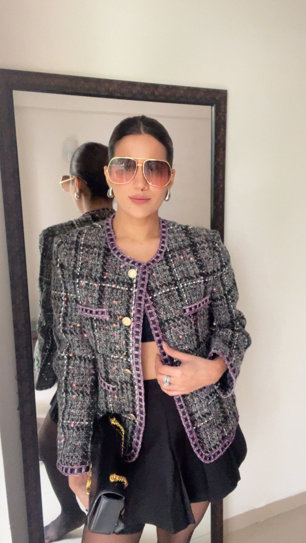 Textured Sequin Tweed Fall Jacket