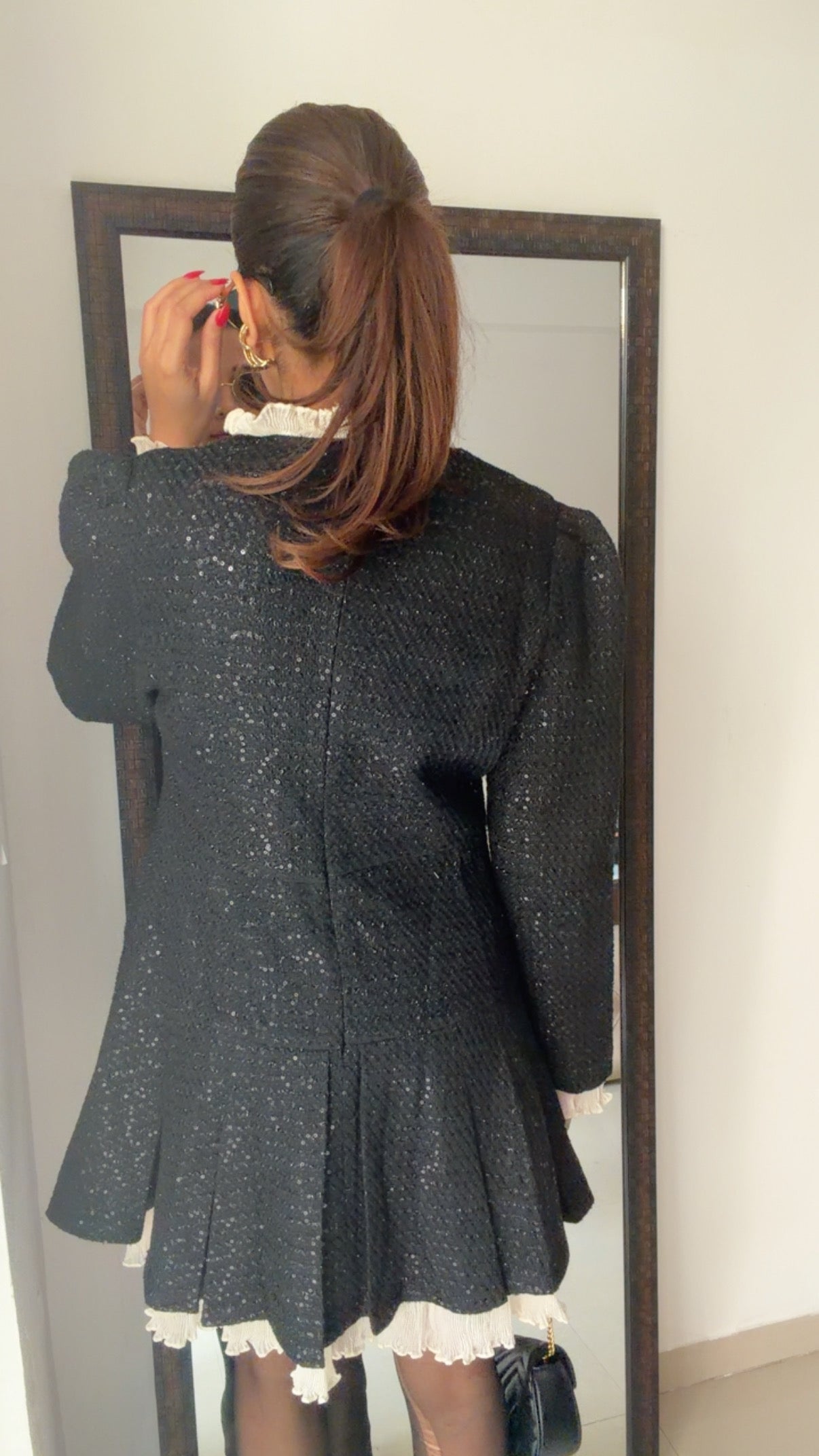 Sequin Embedded Tweed Fall Dress