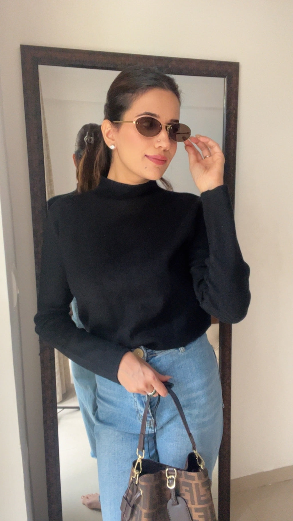 Knitted Cozy Polo Neck Layered Fall Top