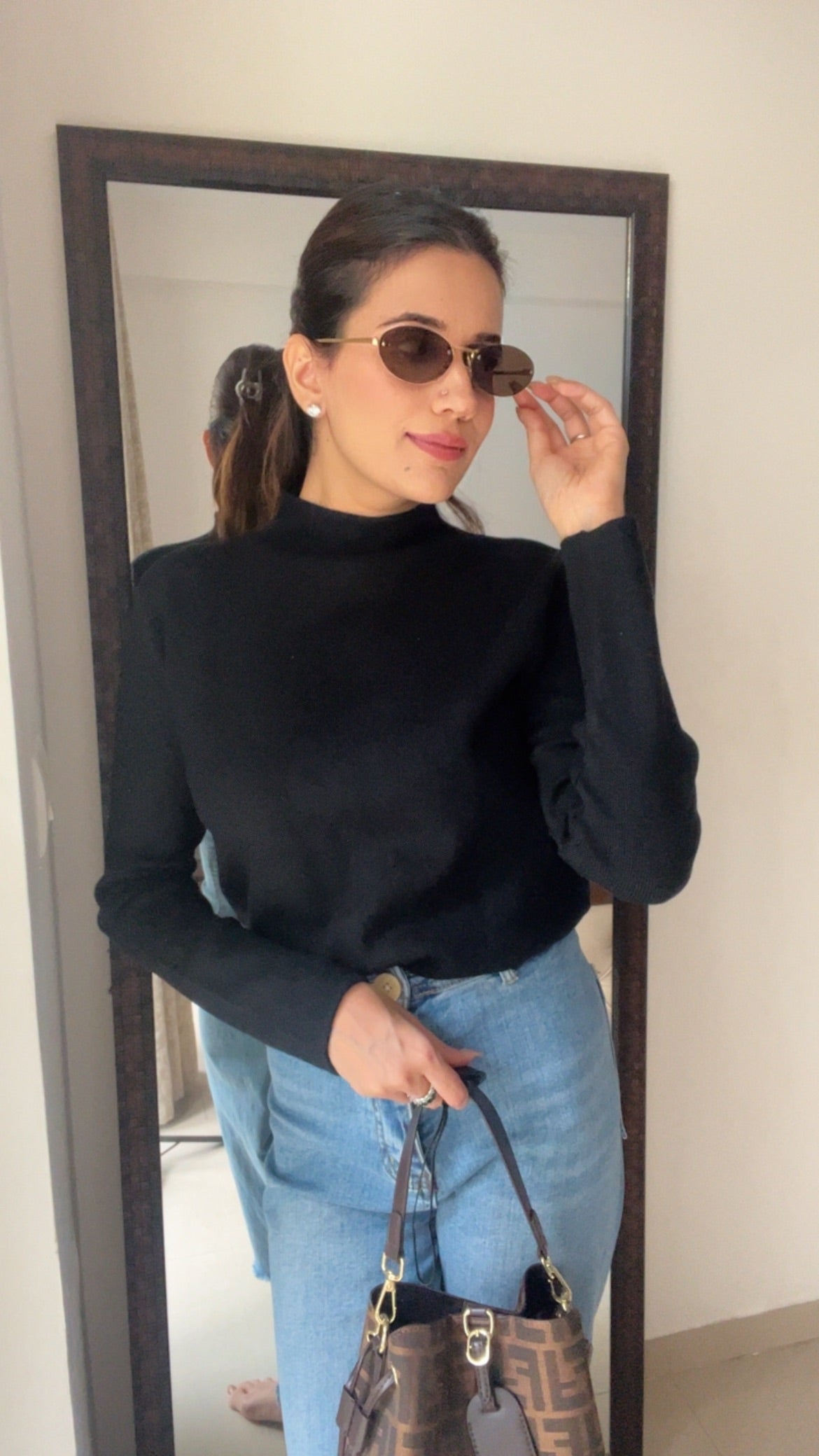 Knitted Cozy Polo Neck Layered Fall Top