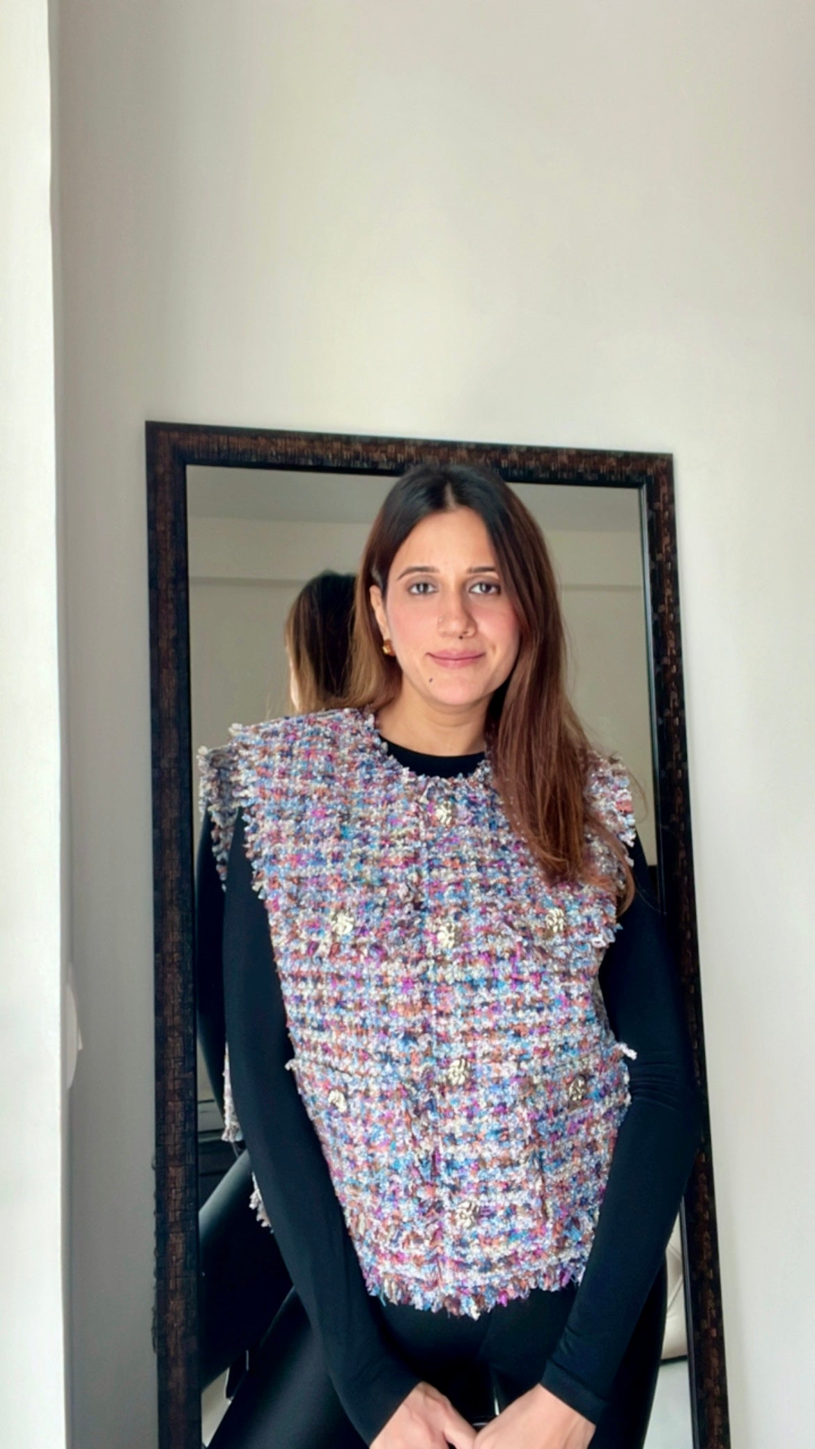 Multi Color Tweed Fall Vest