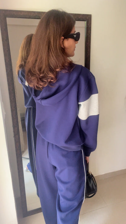 Color Contrast Hoodie Lounge Set