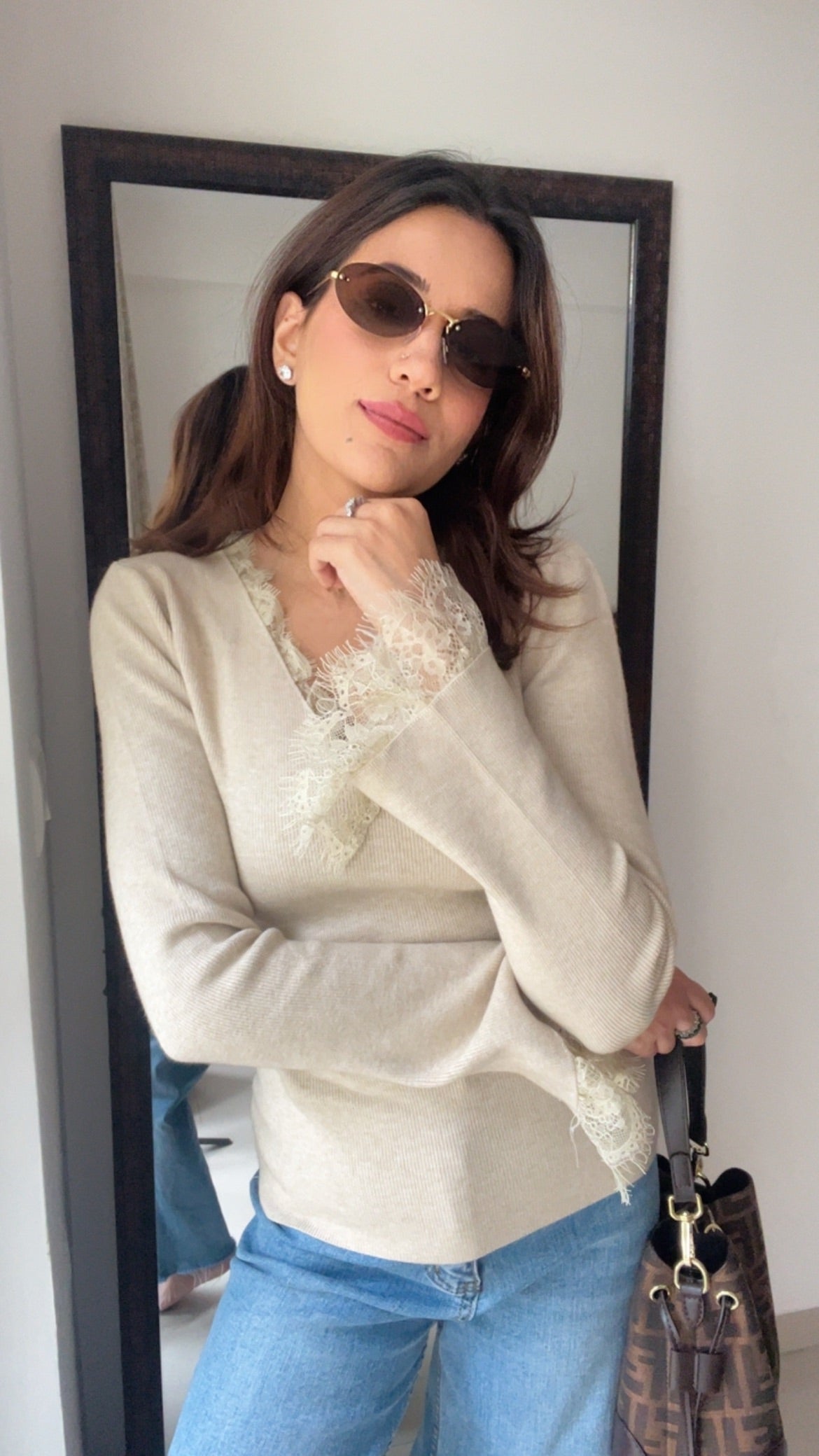 Ribbed Lace Detailed Fall Layered Top