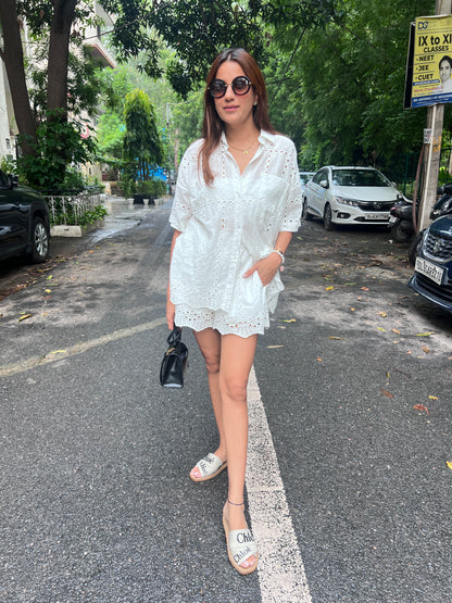 Cutwork soft Poplin Co-ord Set