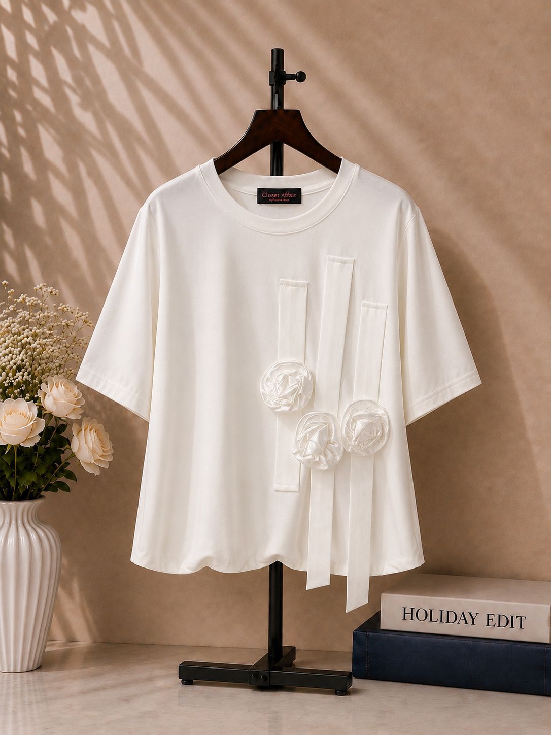Floral Appliqué Relaxed Fit Top