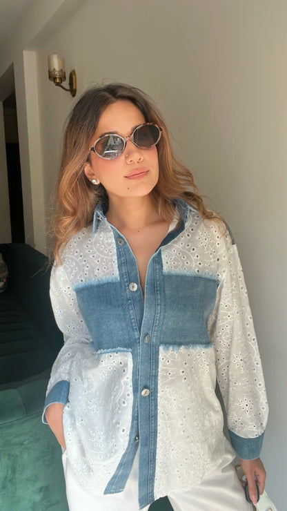 Denim Contrast Poplin Shirt