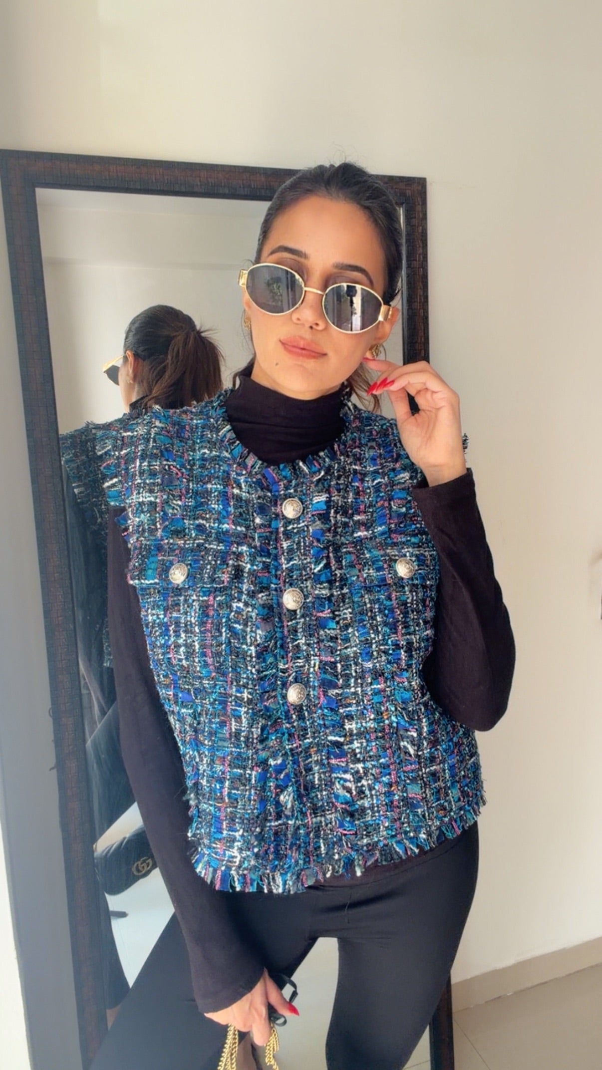 Plaid Tweed Fall Vest