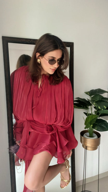 Draped High Sheen Dress