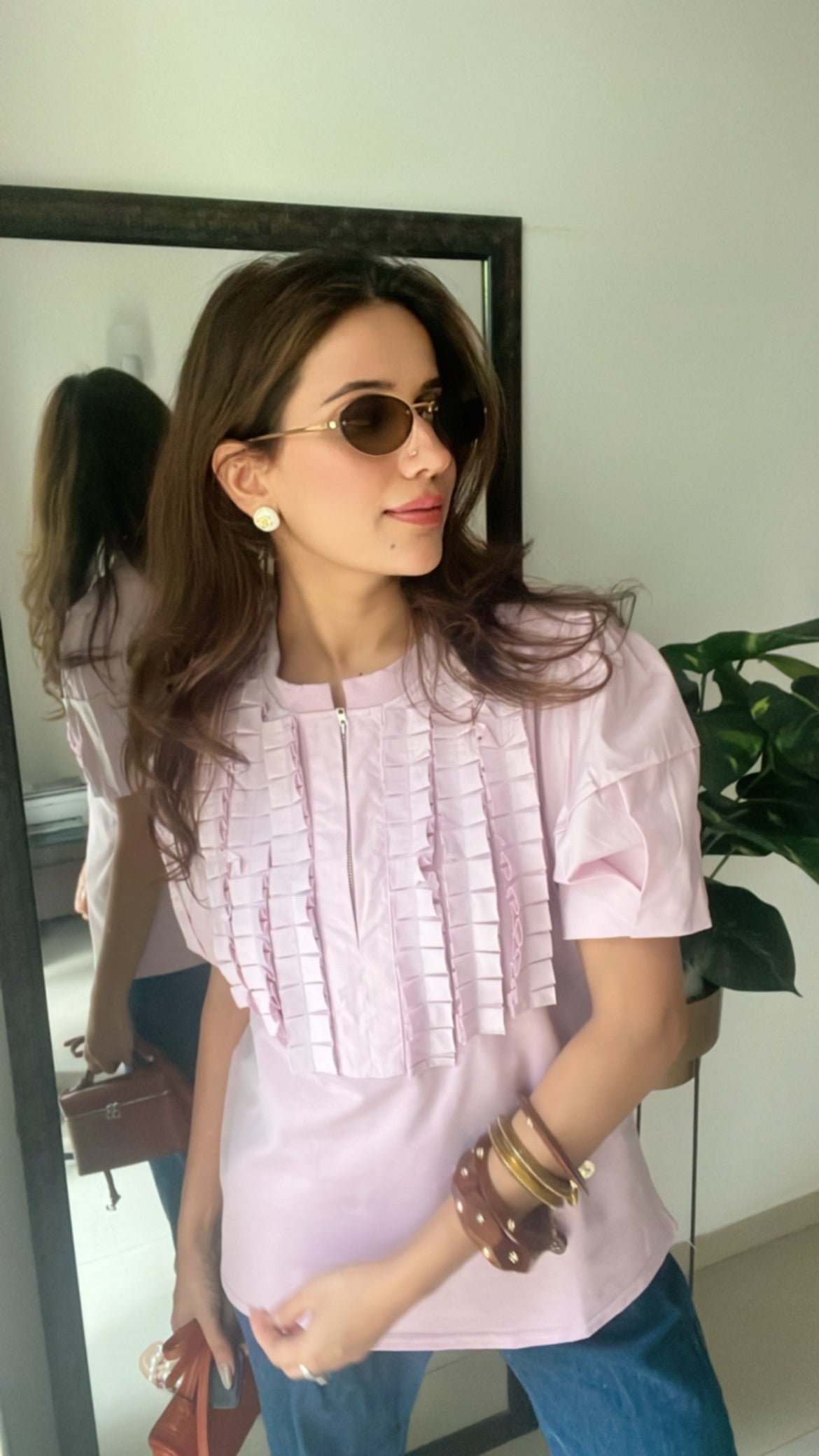 Zipped Frilled Top