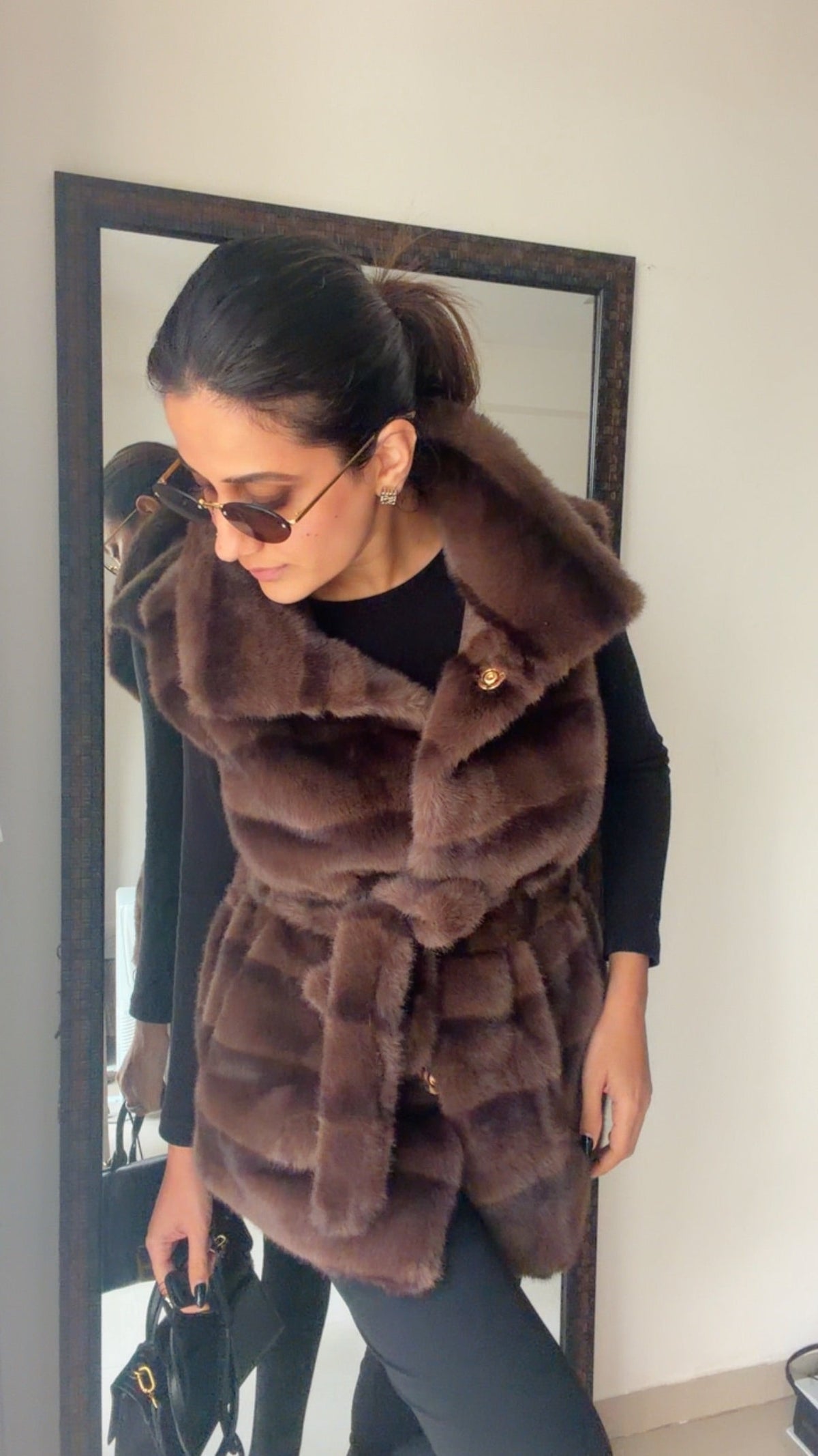 Striped Faux Fur Fall Gilet (Vest)