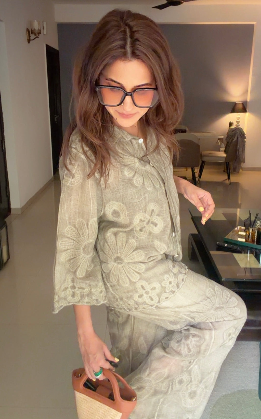 Sage Floral Embroidered Co-ord Set