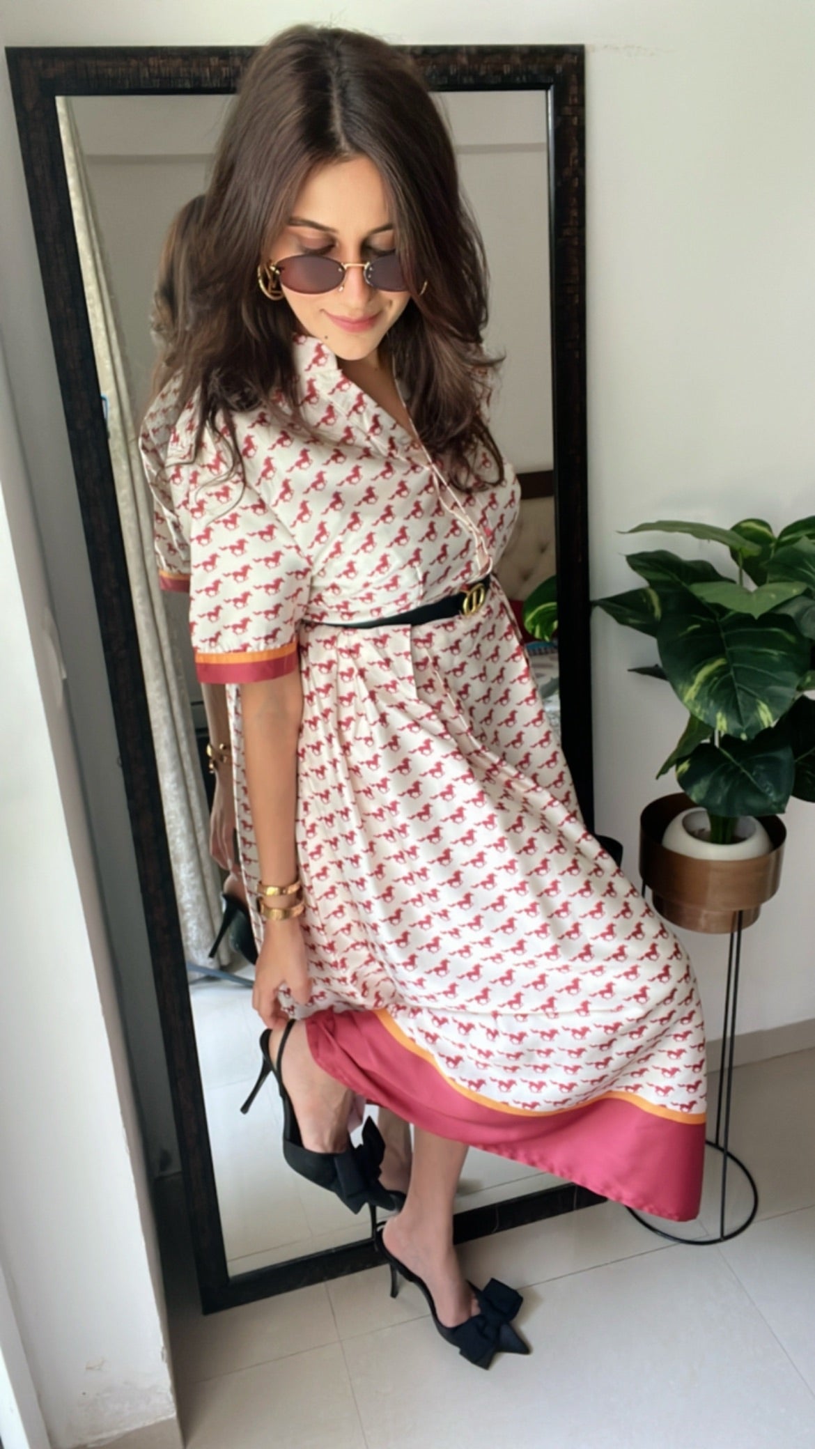 Horse Printed Vintage Dress