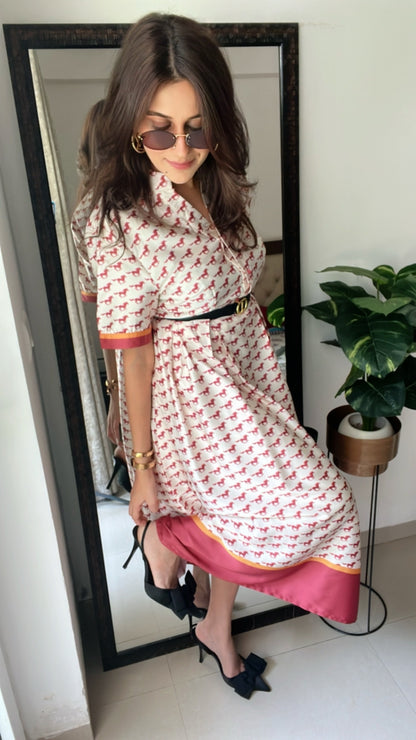 Horse Printed Vintage Dress