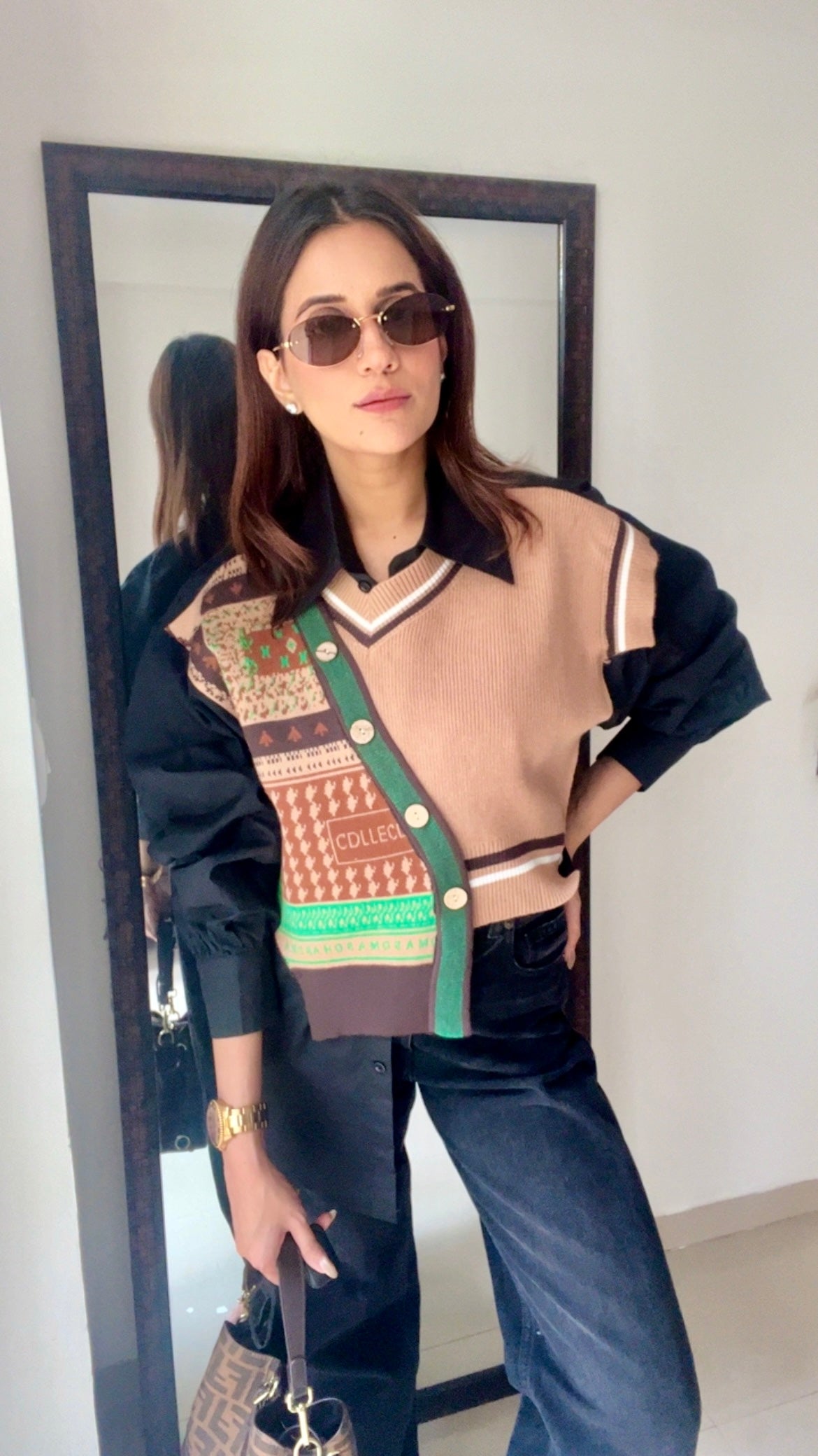 Knit Vest Poplin Fall Shirt