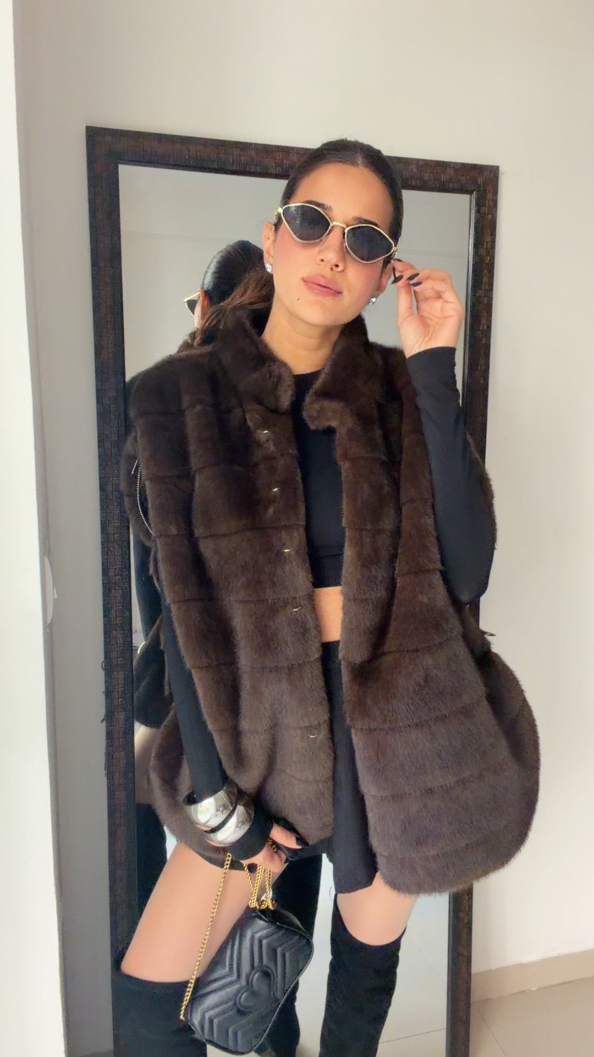 Black Oversized Faux Fur Vest Oversized Faux Fox Vest Sleeveless