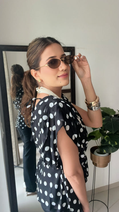 Polka Dot Drape Top