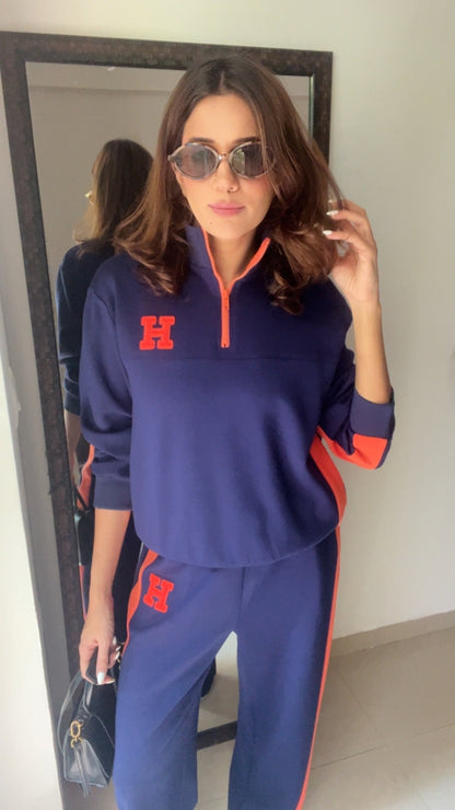 Orange Stripe Relaxed Lounge Set