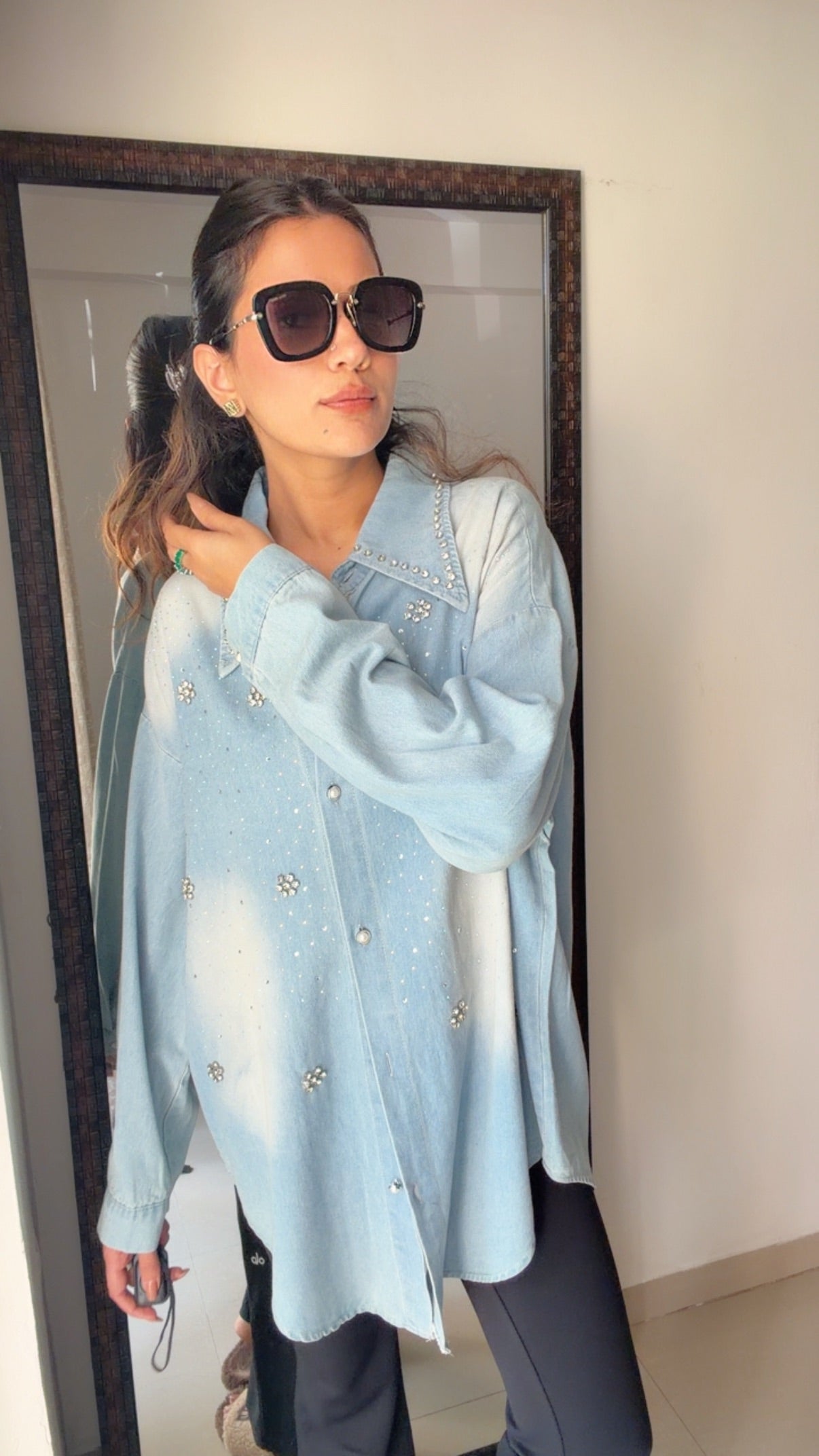 Washed Denim Studded Shirt