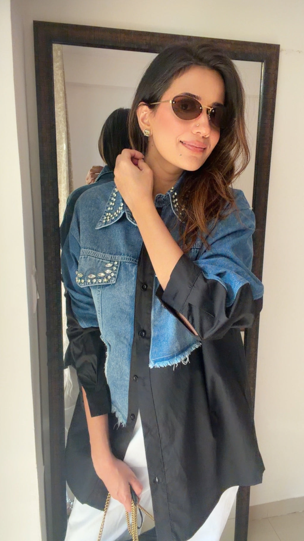 Studded Denim Poplin Shirt