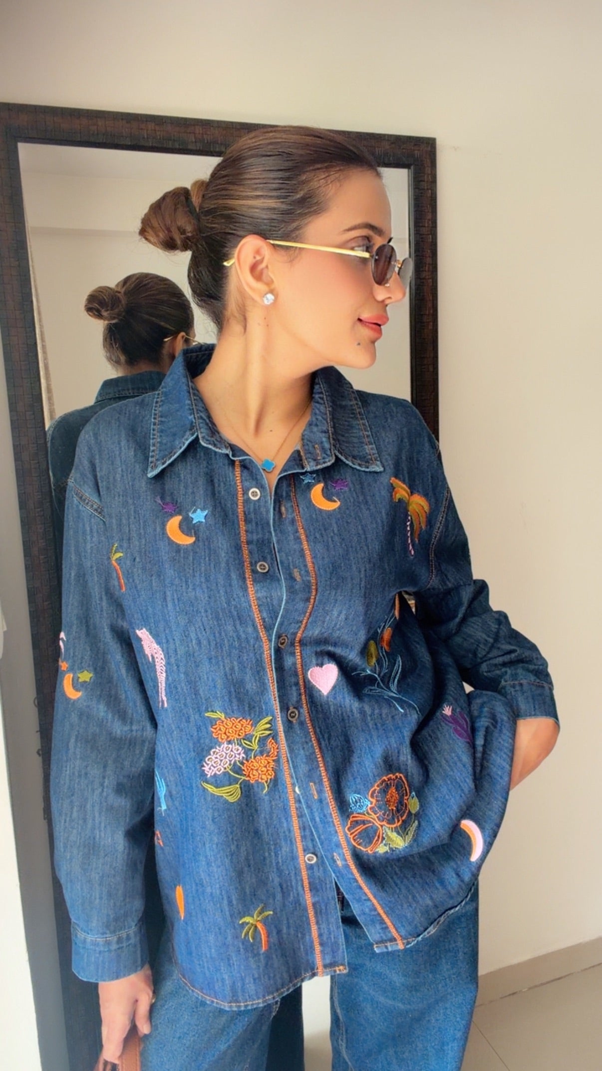 Starlit Embroidered Denim Shirt