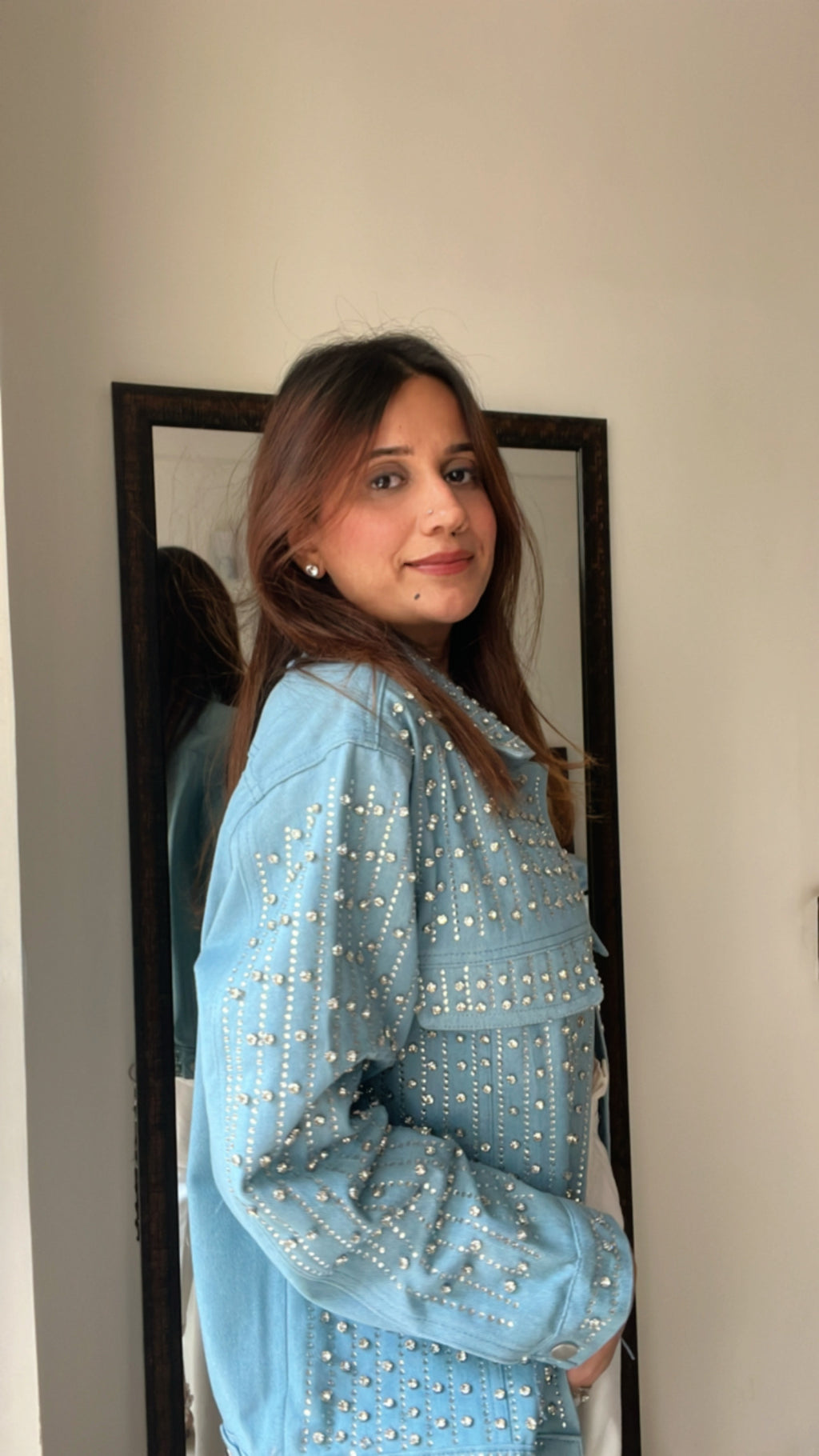 Studded Premium Denim Fall Jacket