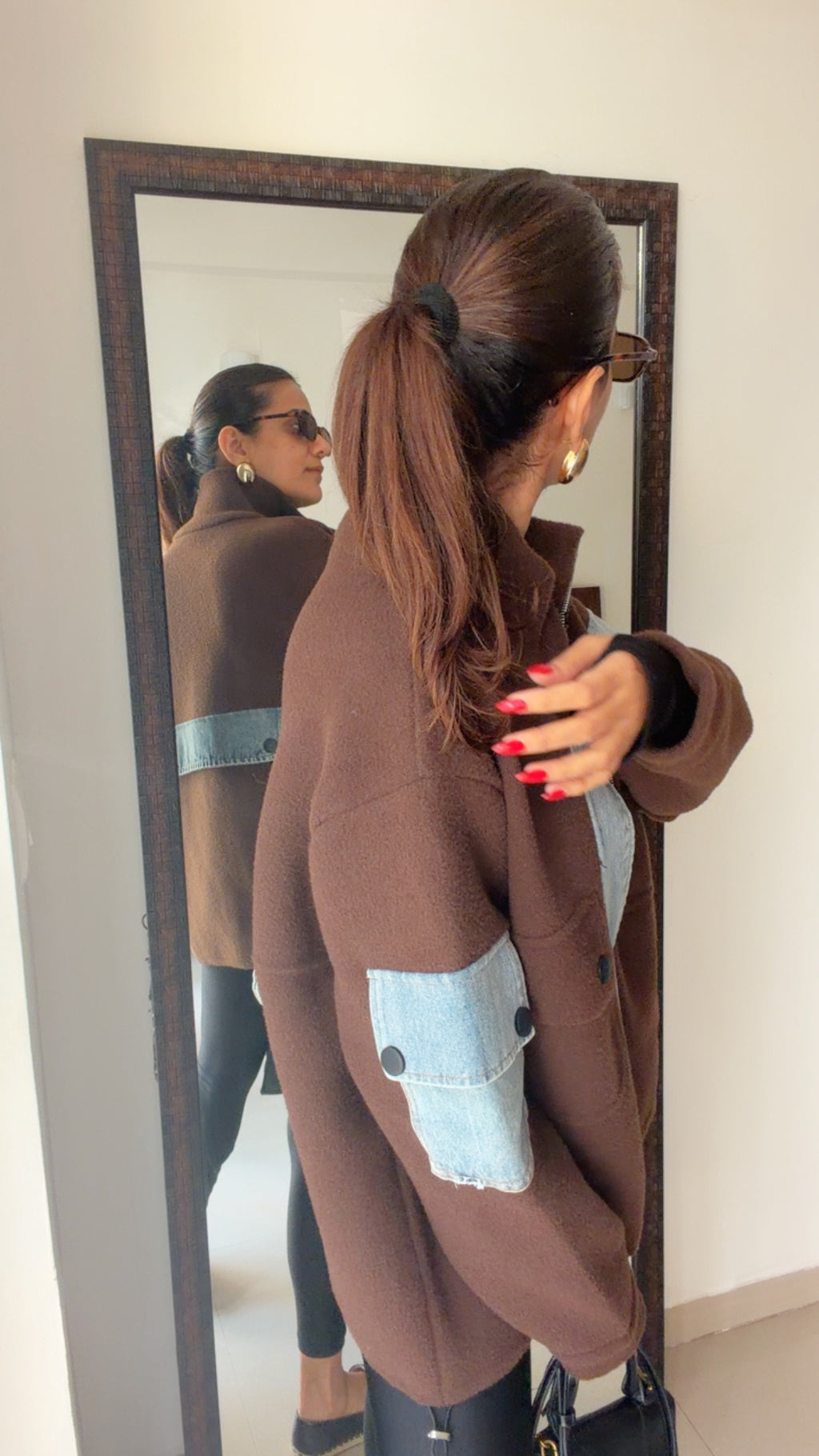 Denim Detailed Woolen Fall Jacket