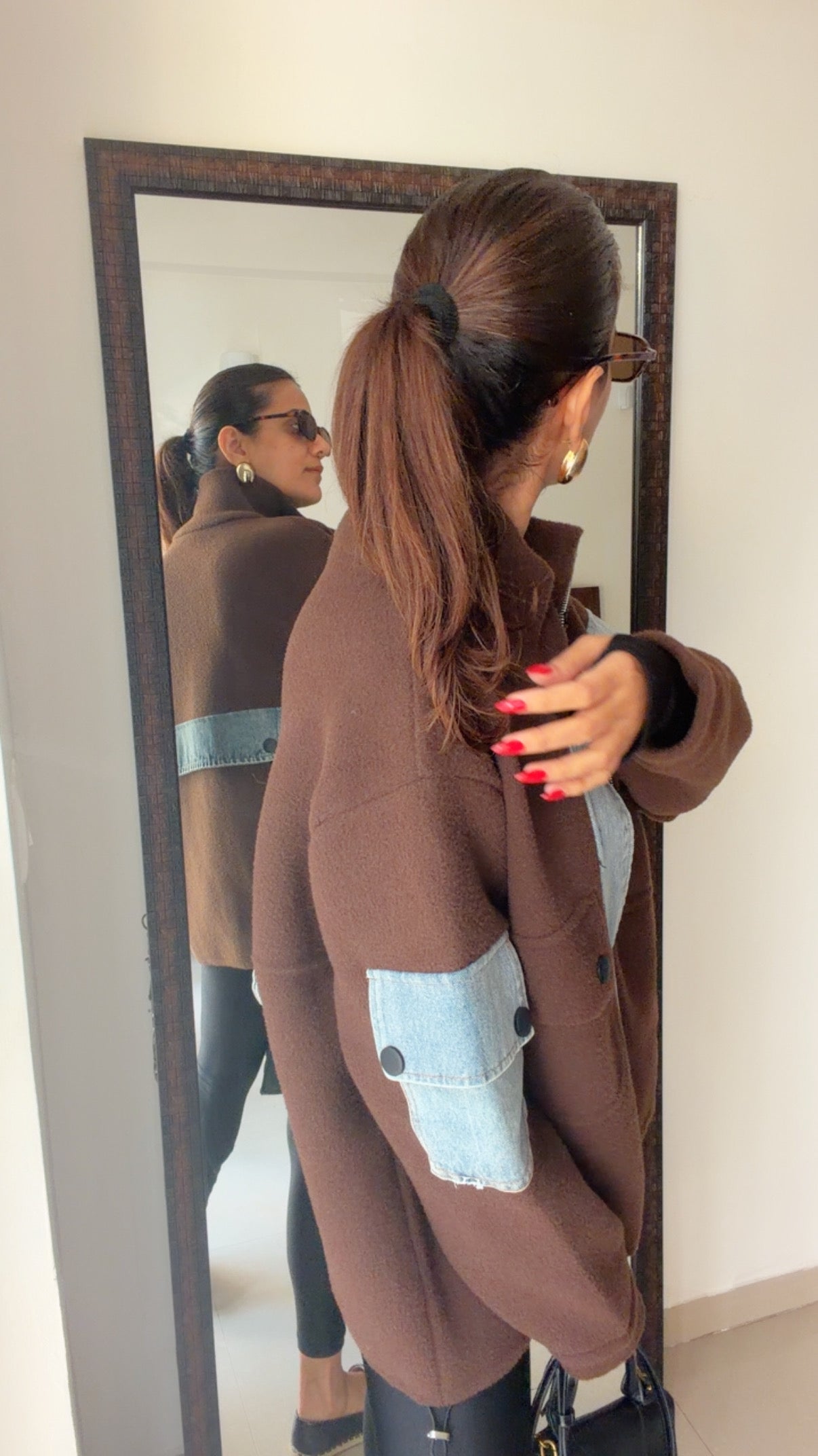 Denim Detailed Woolen Fall Jacket