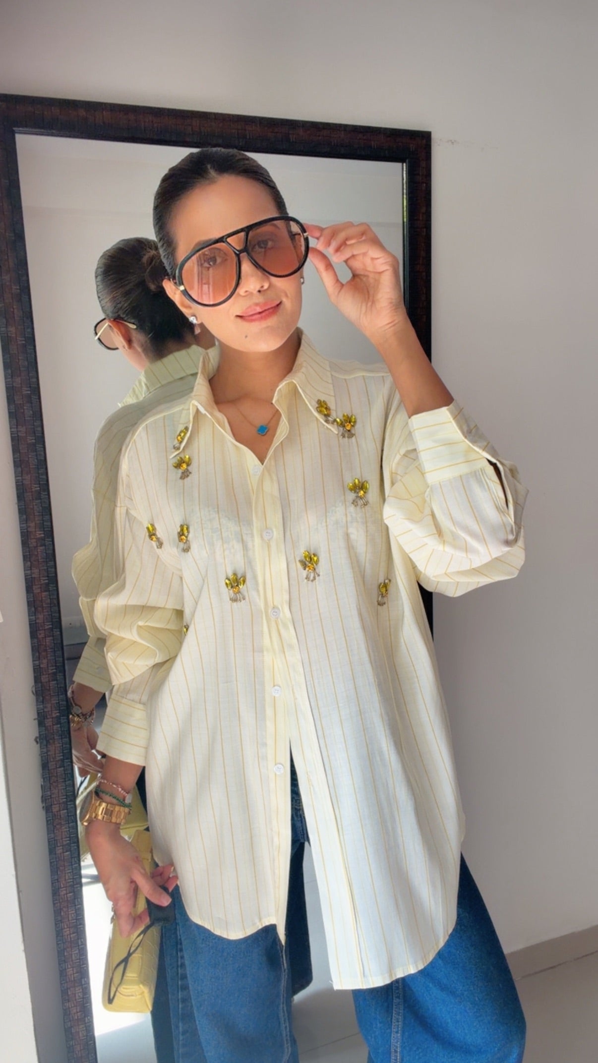Butter Yellow Stripe Poplin Shirt