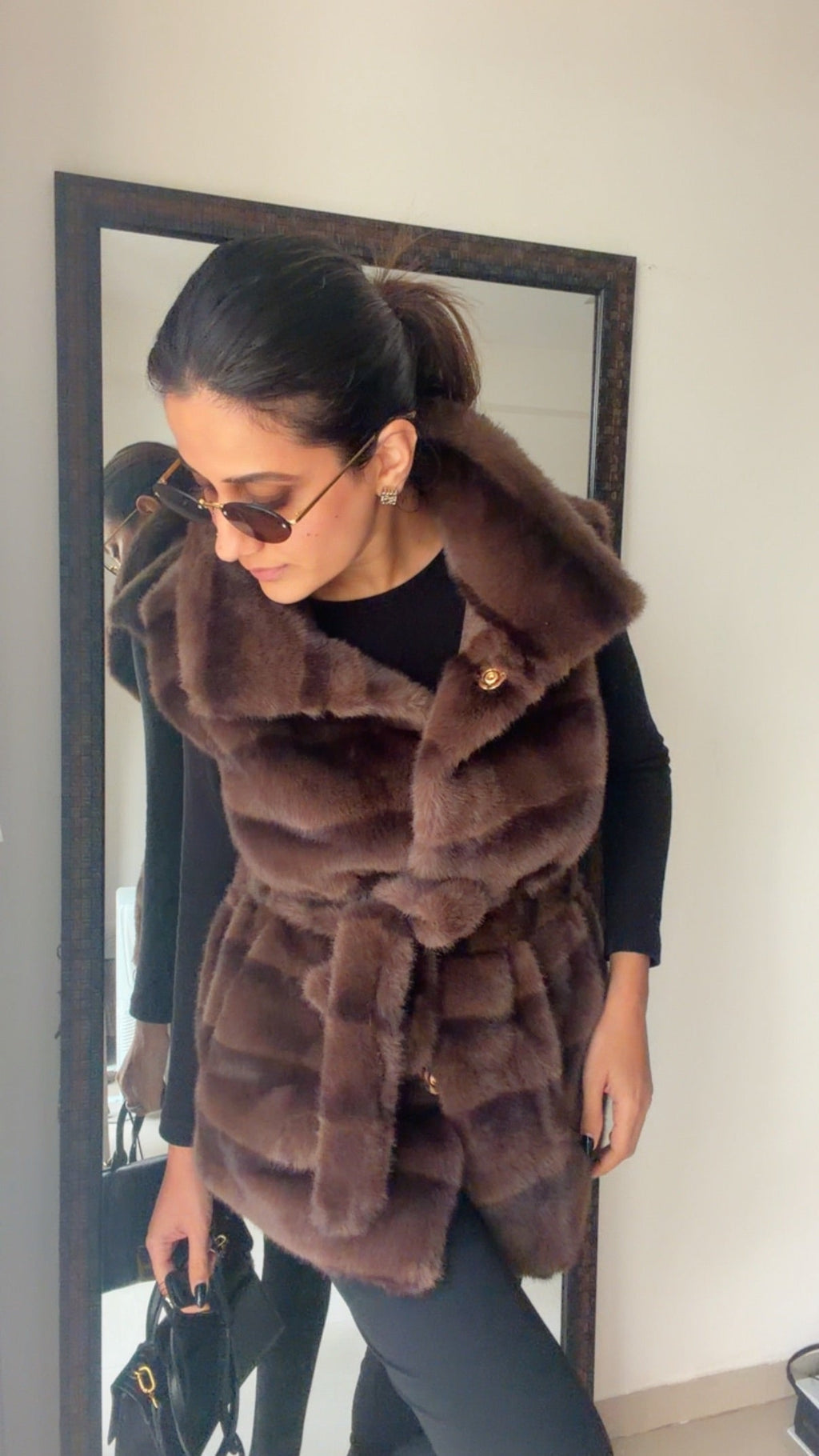 Striped Faux Fur Fall Gilet (Vest)