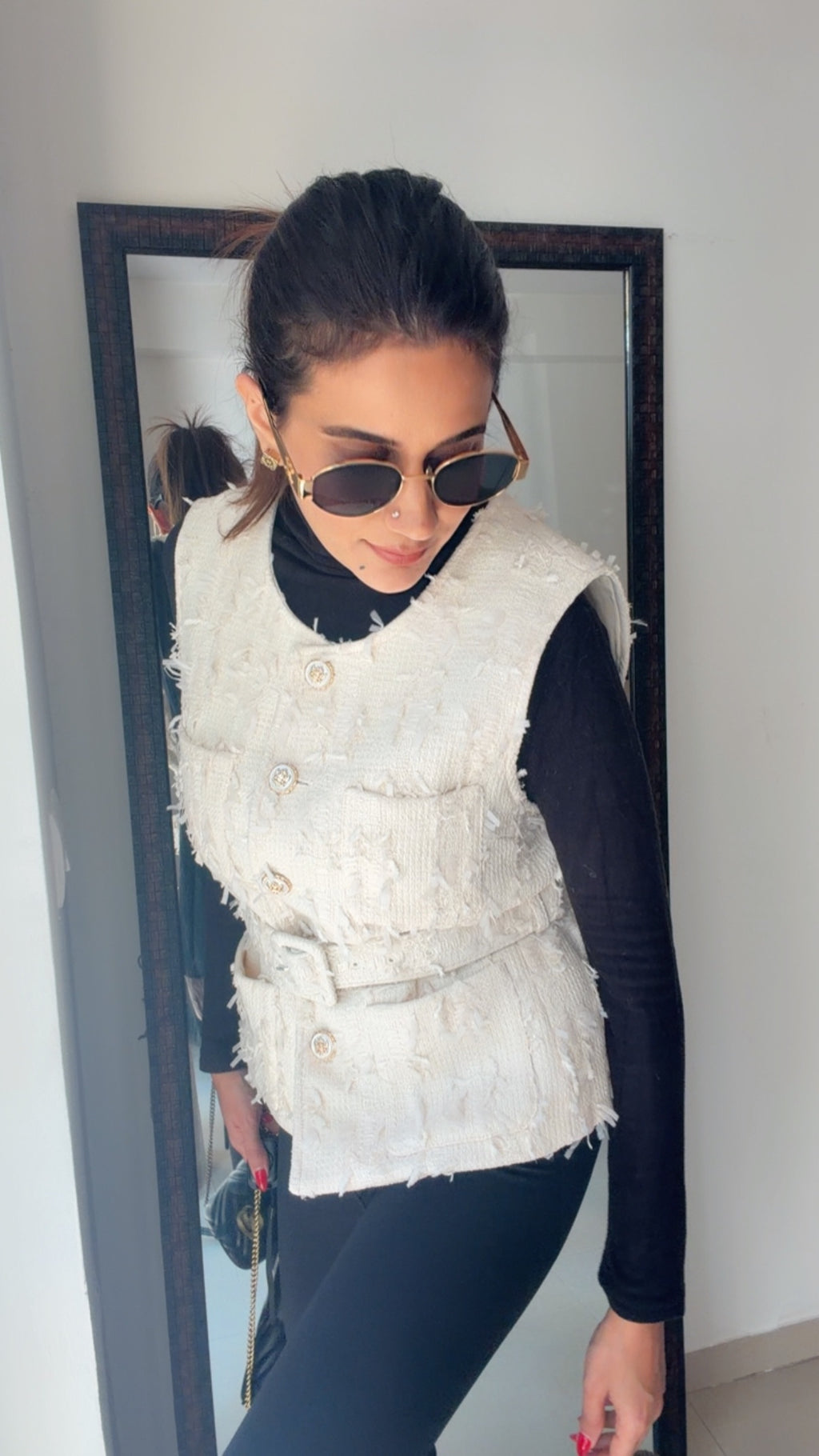 Tweed Fall Vest with belt