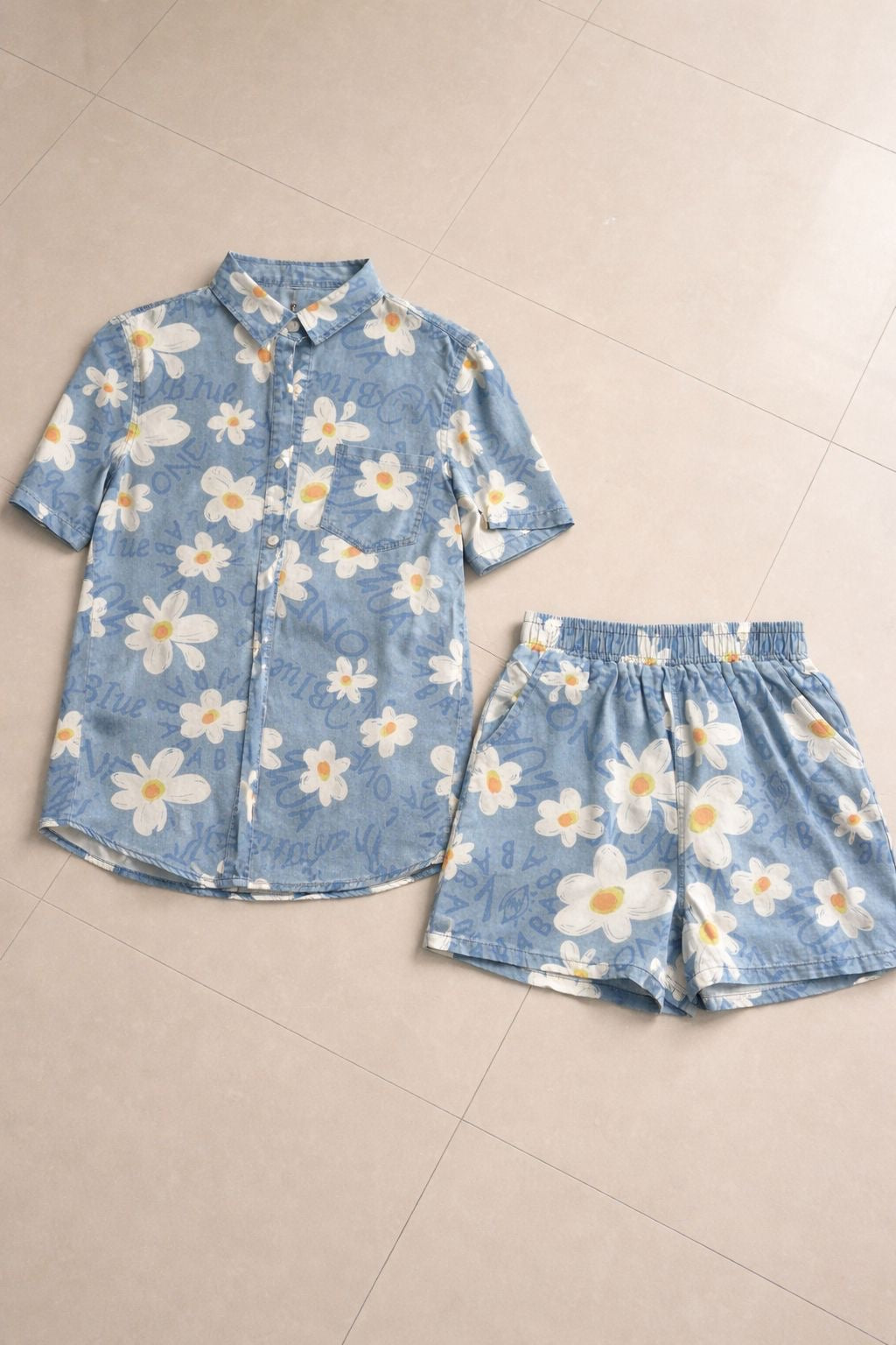 Floral Denim Shorts Co-ord Set
