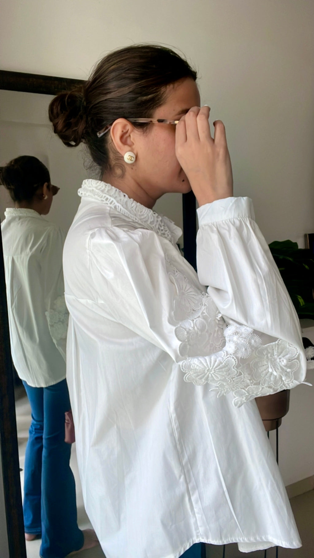 Poplin Lace Eplique Shirt