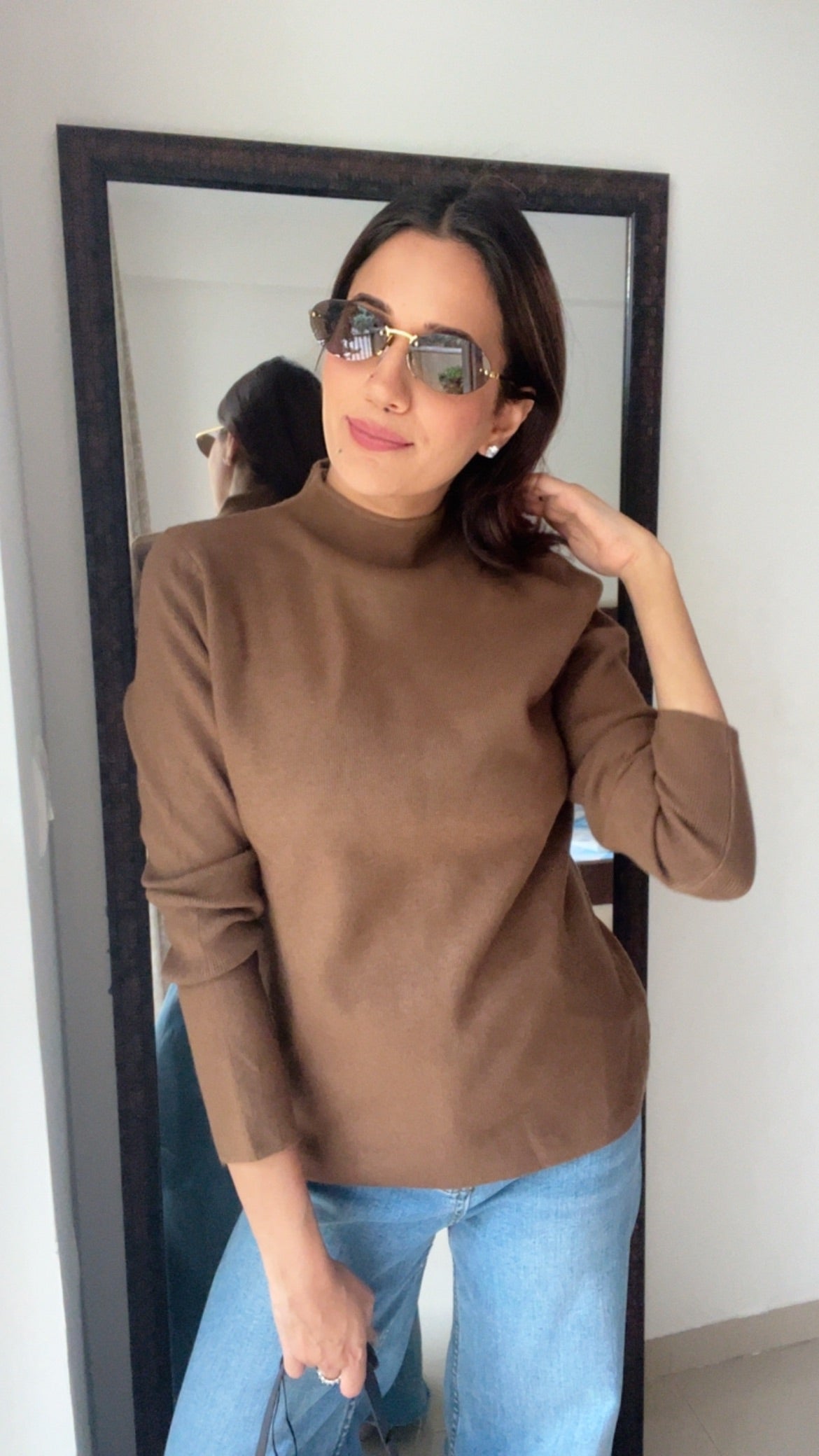 Knitted Cozy Polo Neck Layered Fall Top