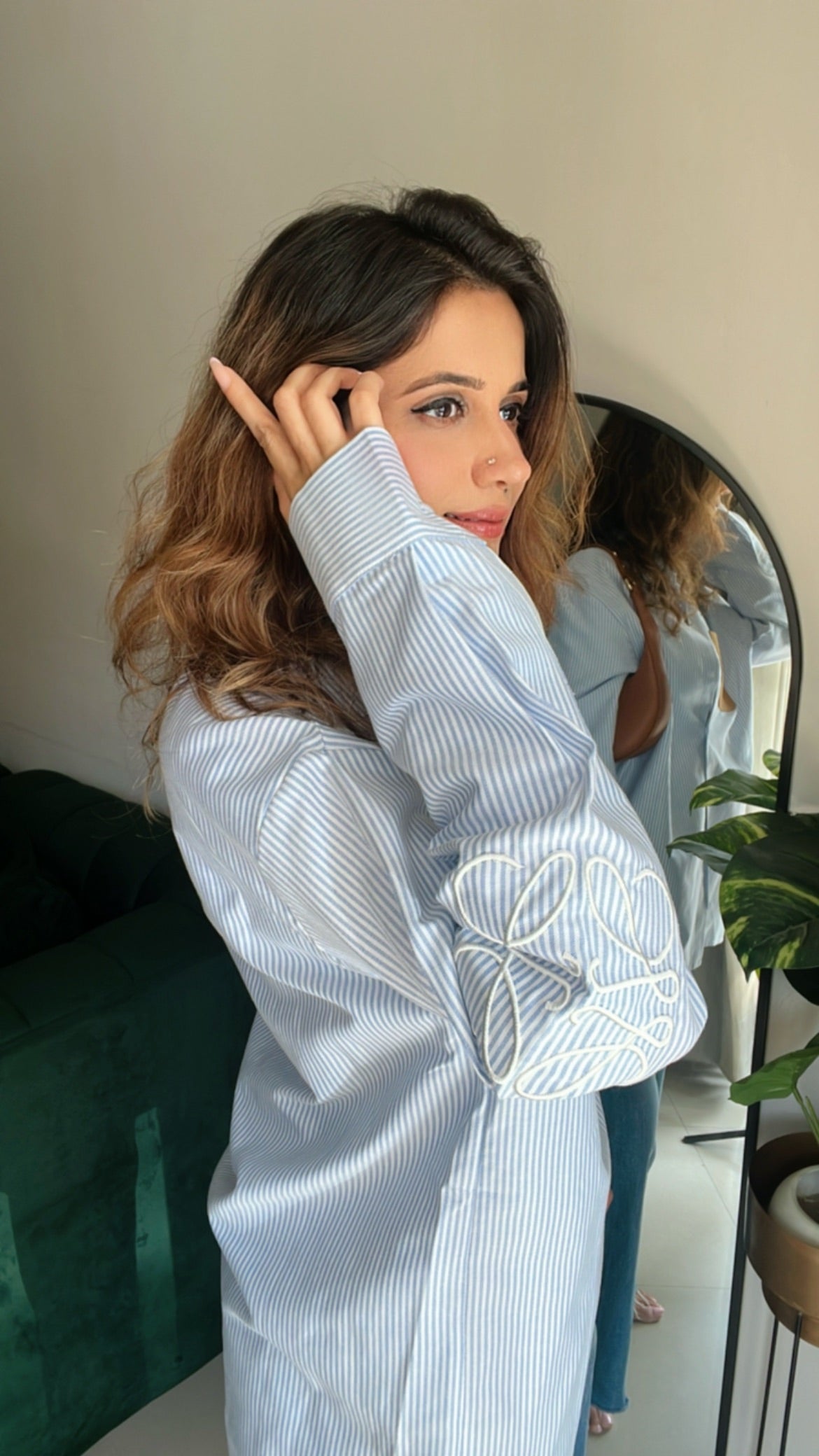 Leather Pocket Pinstripe Shirt