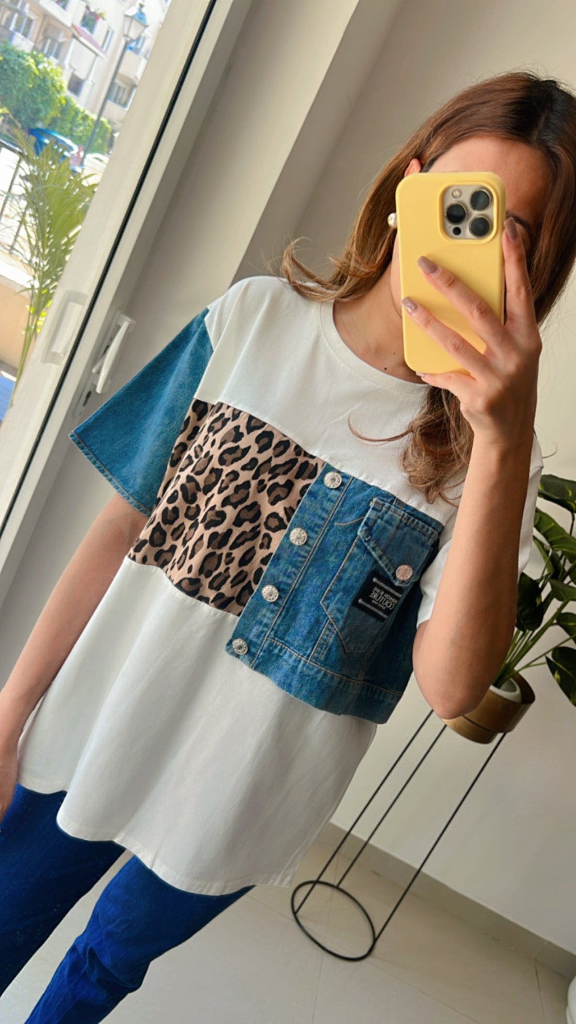 Leopard Denim Tee