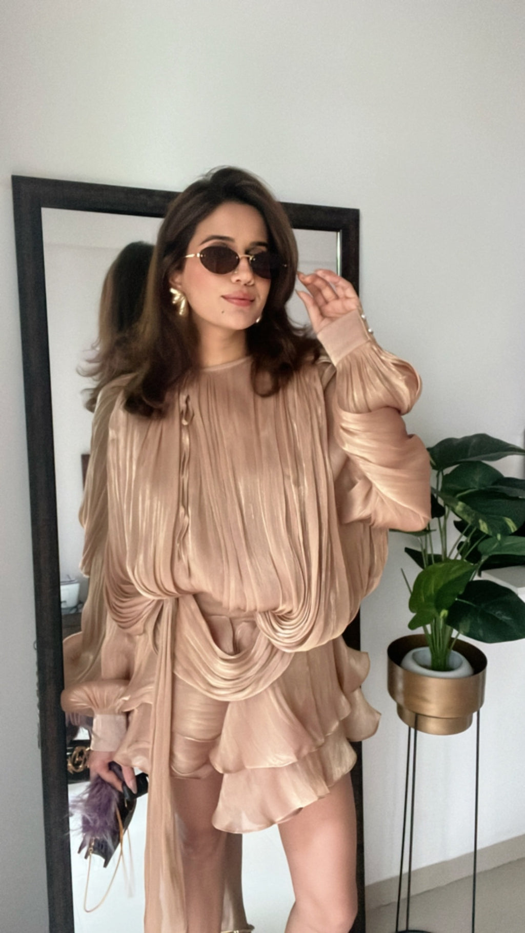 Draped High Sheen Dress