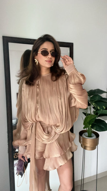 Draped High Sheen Dress