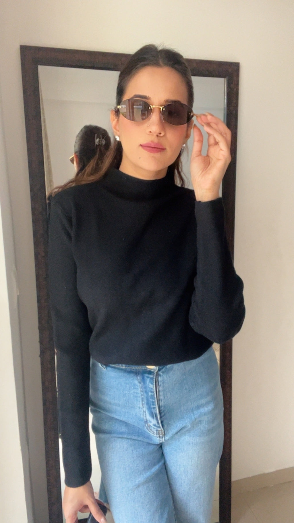 Knitted Cozy Polo Neck Layered Fall Top