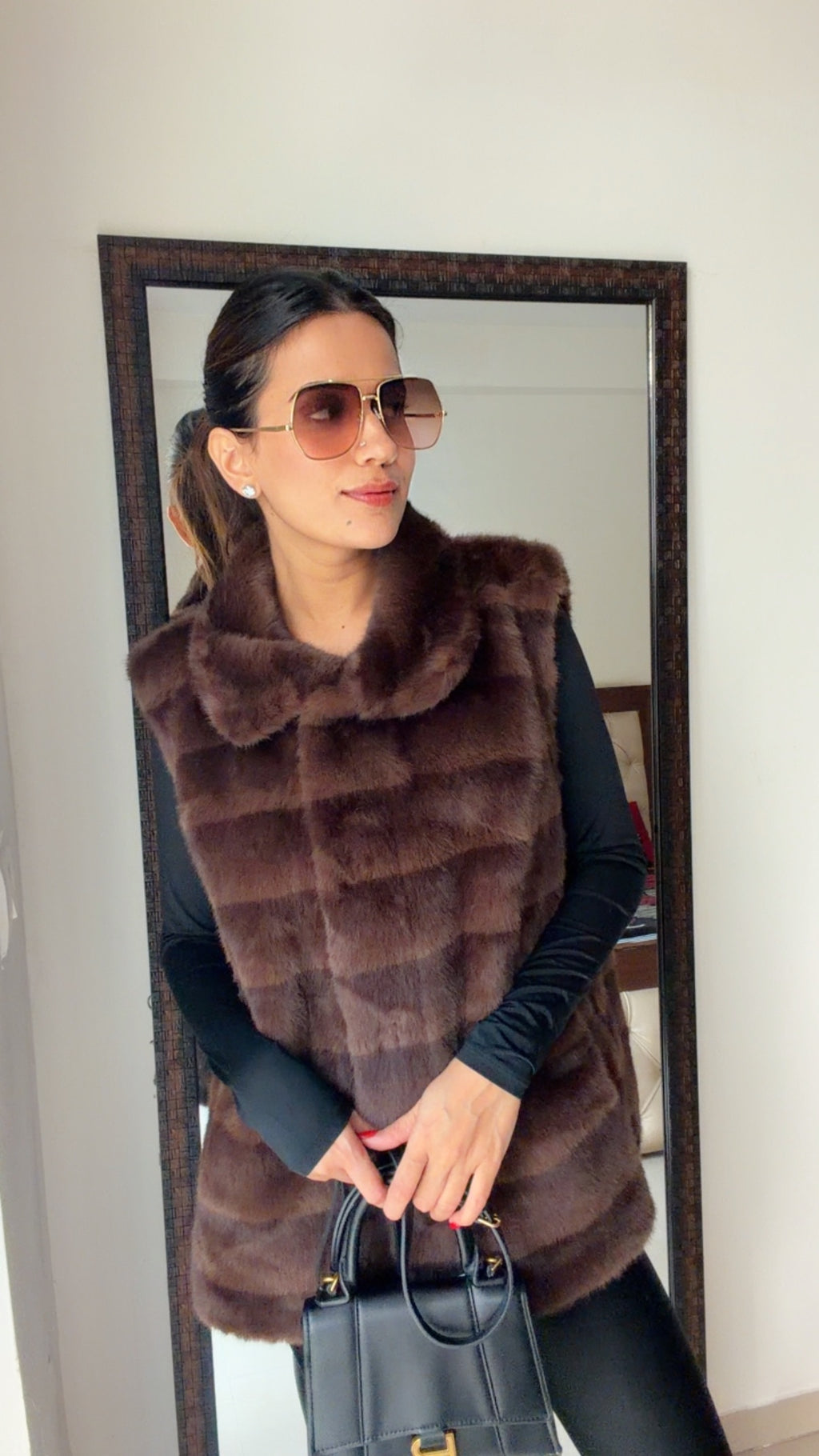 Striped Faux Fur Fall Gilet (Vest)