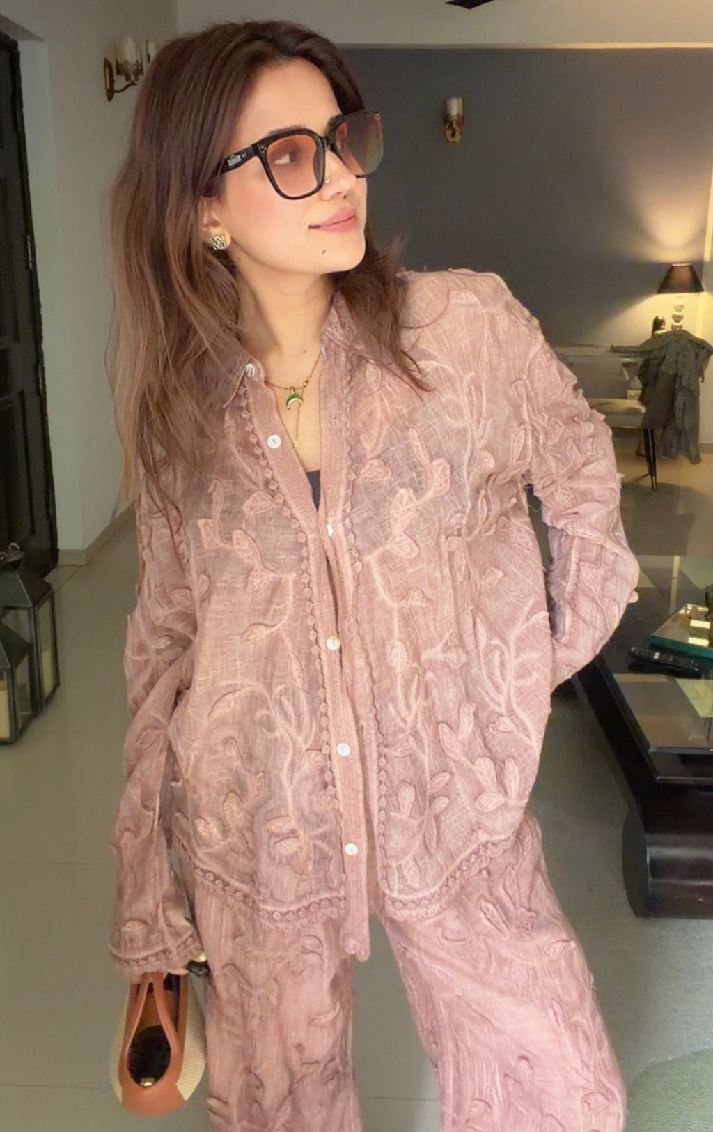 Dusty Rose Embroidered Set