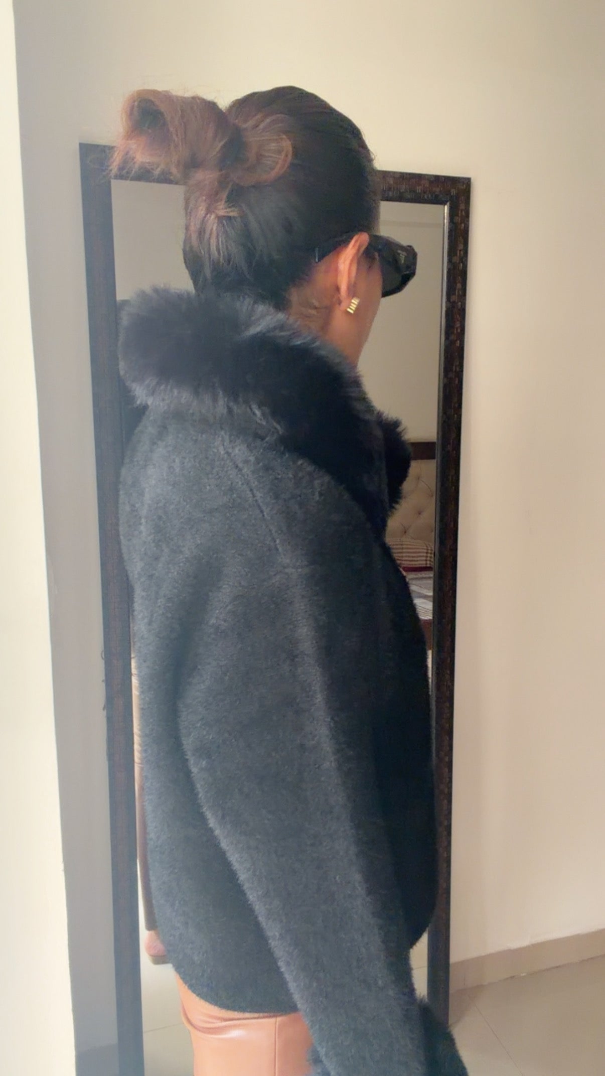 Midnight Luxe Fur-Trim Fall Jacket