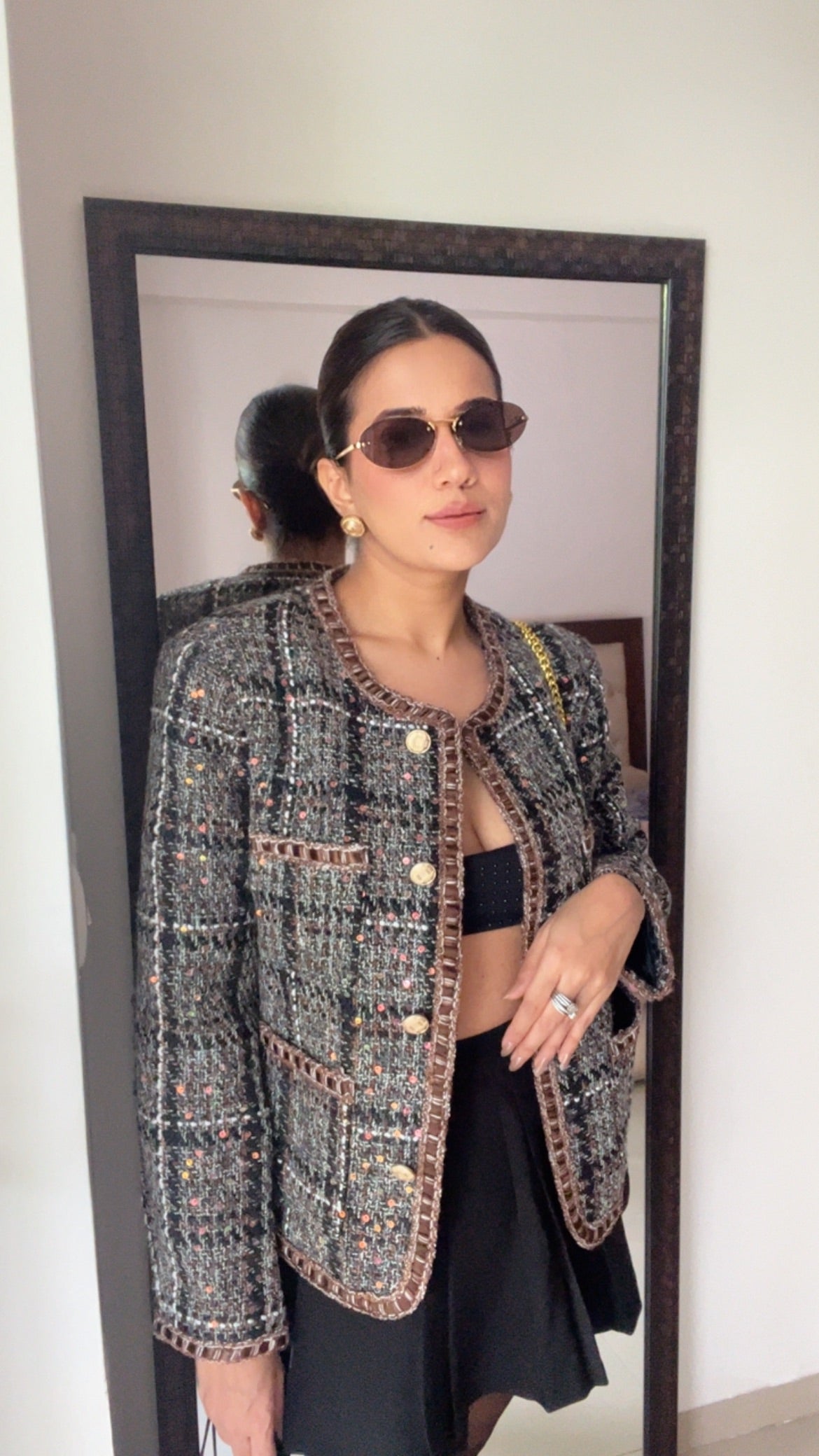 Textured Sequin Tweed Fall Jacket