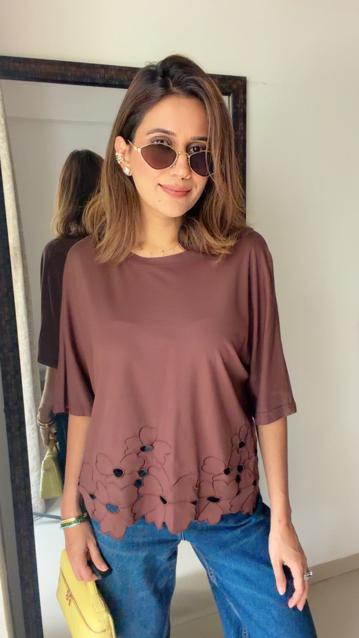 Floral Cutwork Hem Top