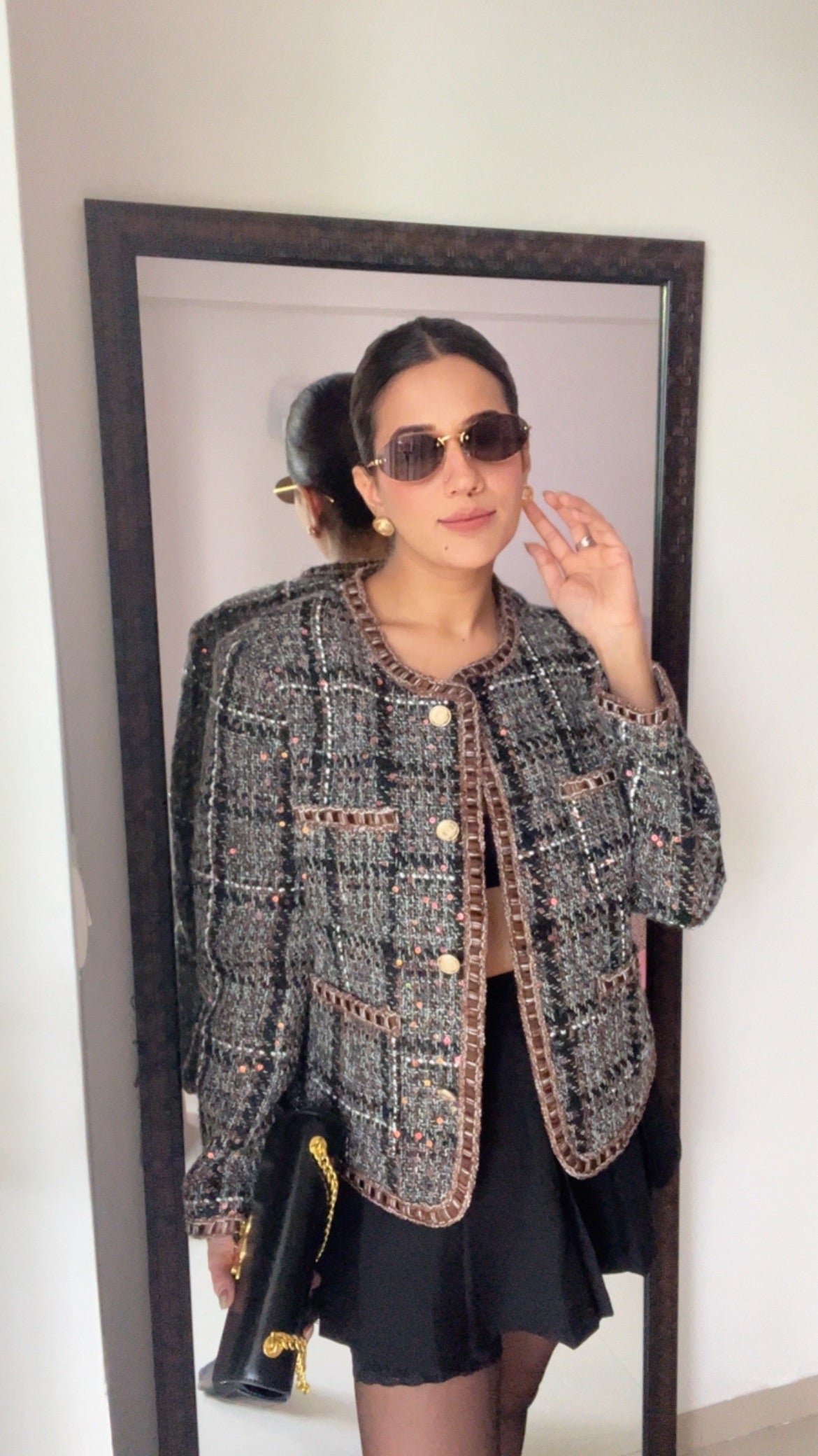 Textured Sequin Tweed Fall Jacket