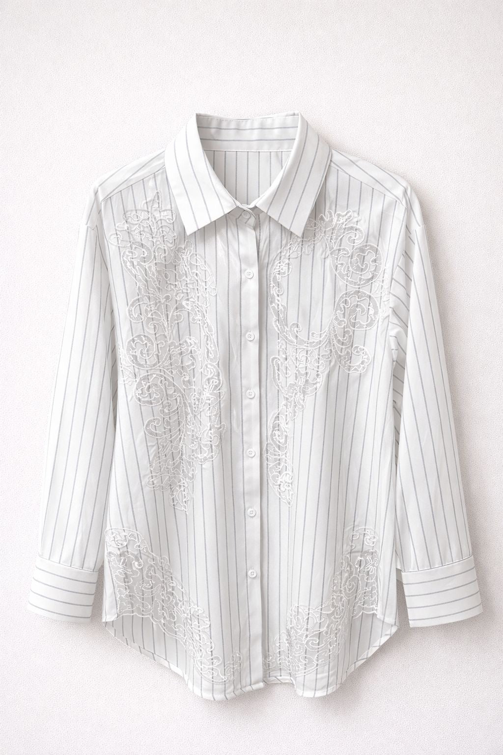 Lace Detailed Linen Shirt