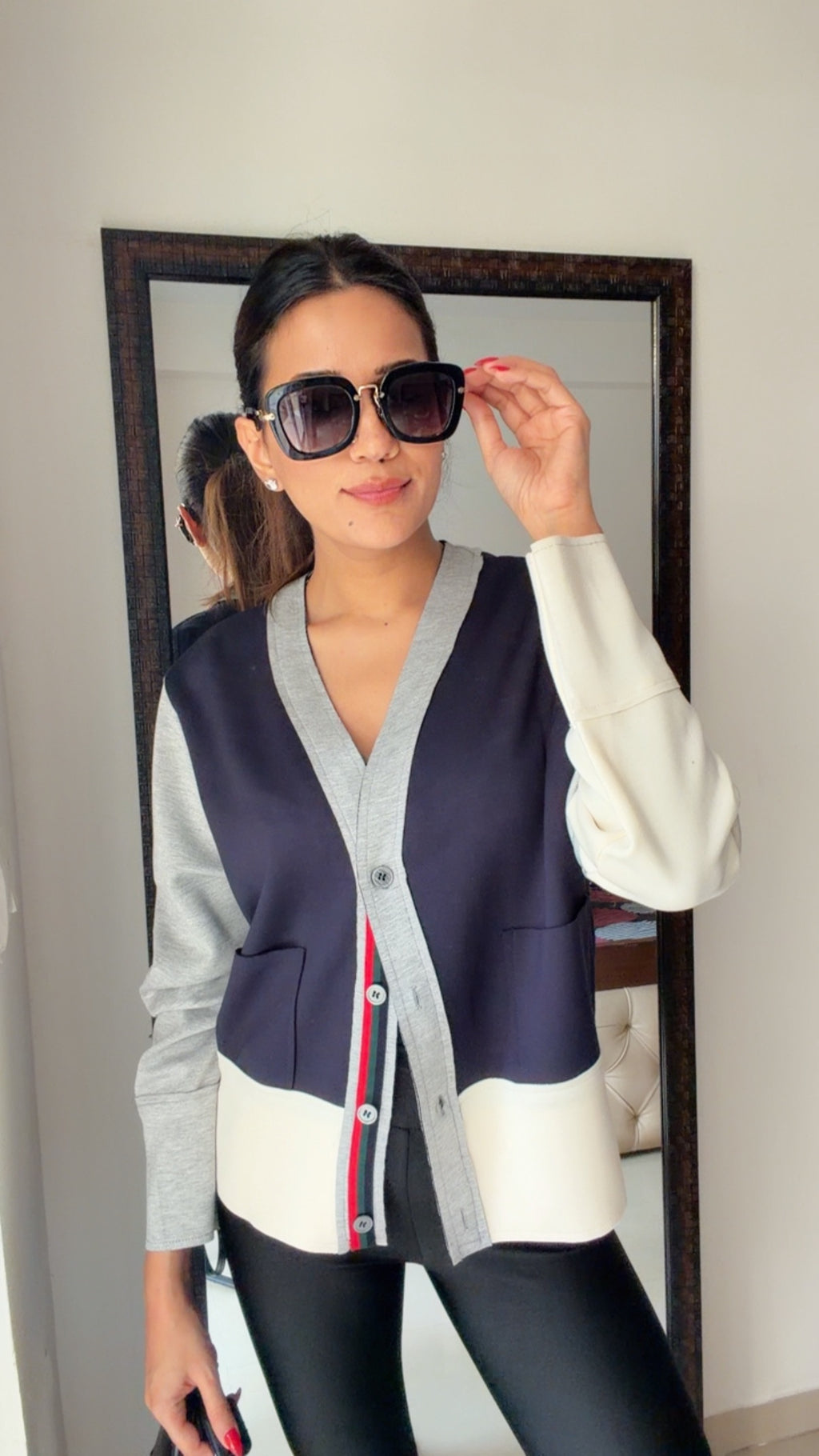 Contrast Fall Jumper Cardigan