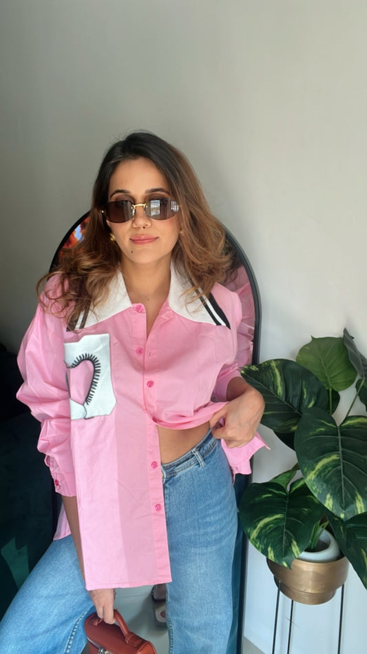 Heart Knit poplin Shirt