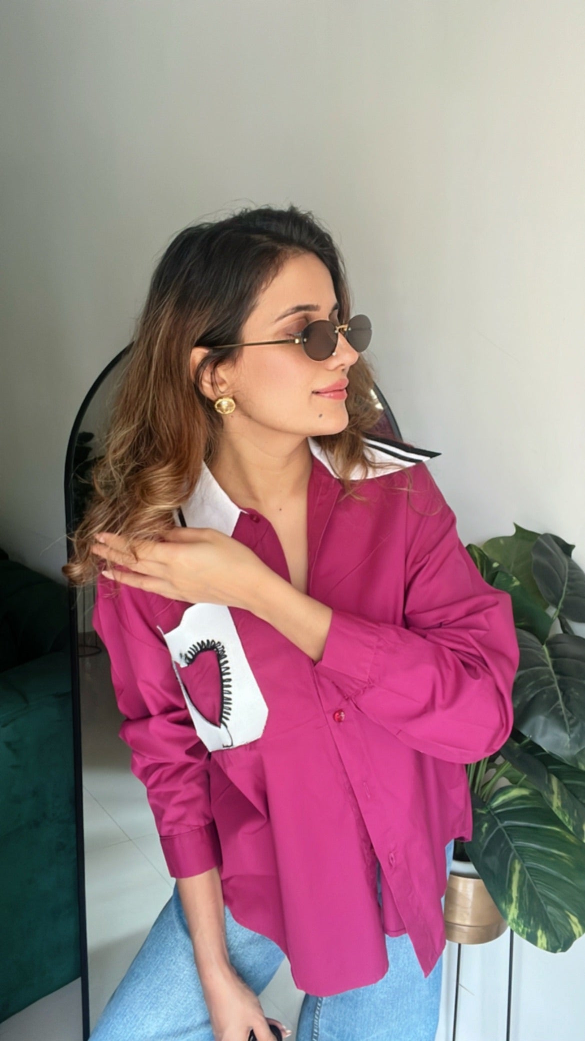 Heart Knit poplin Shirt