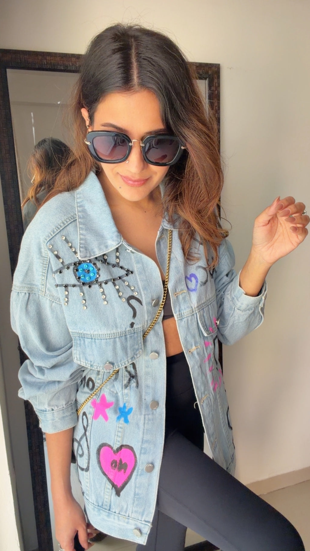 Evil Eye Oversized Denim Jacket