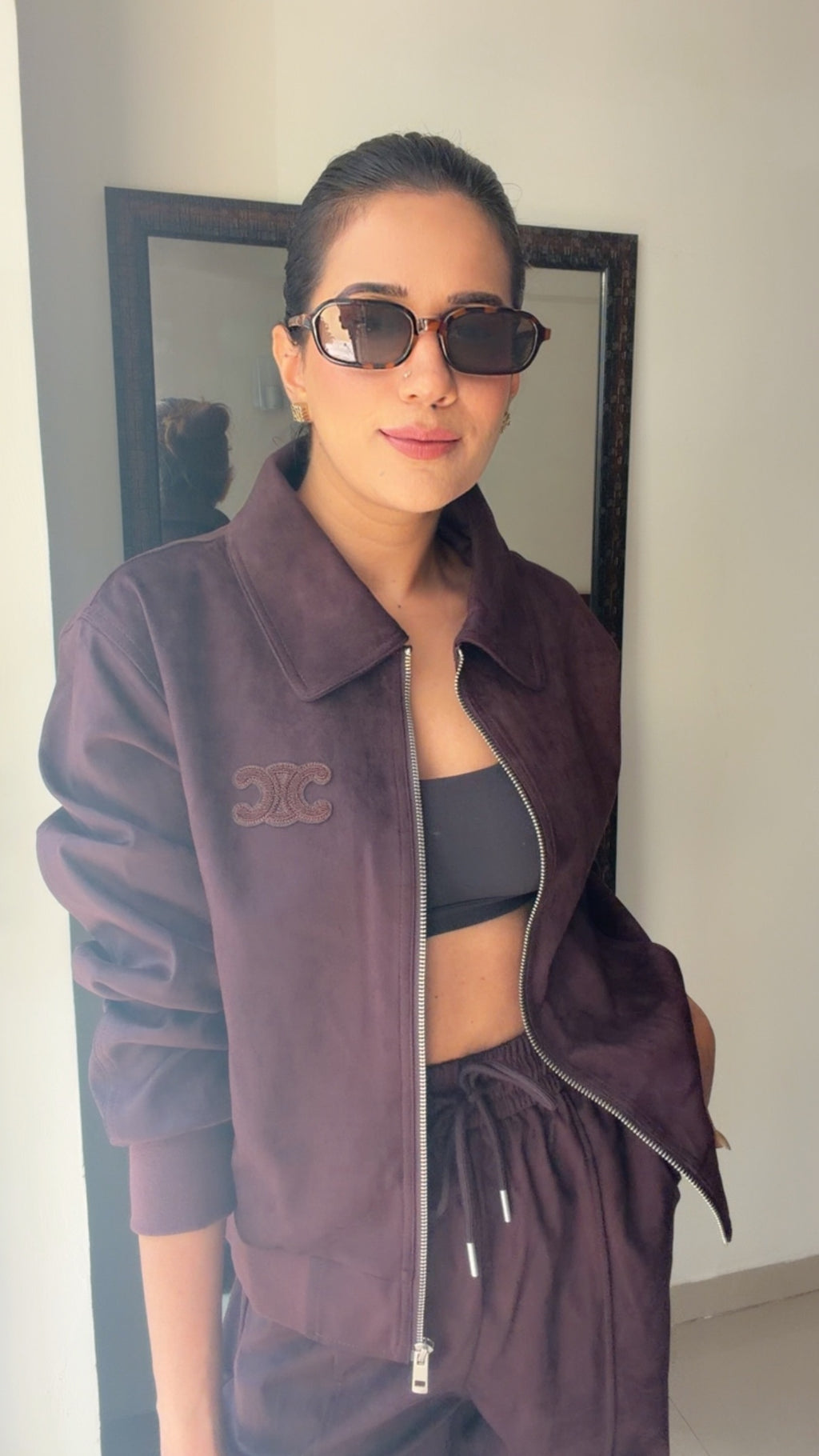 Wine Suede Signature Fall Lounge Set